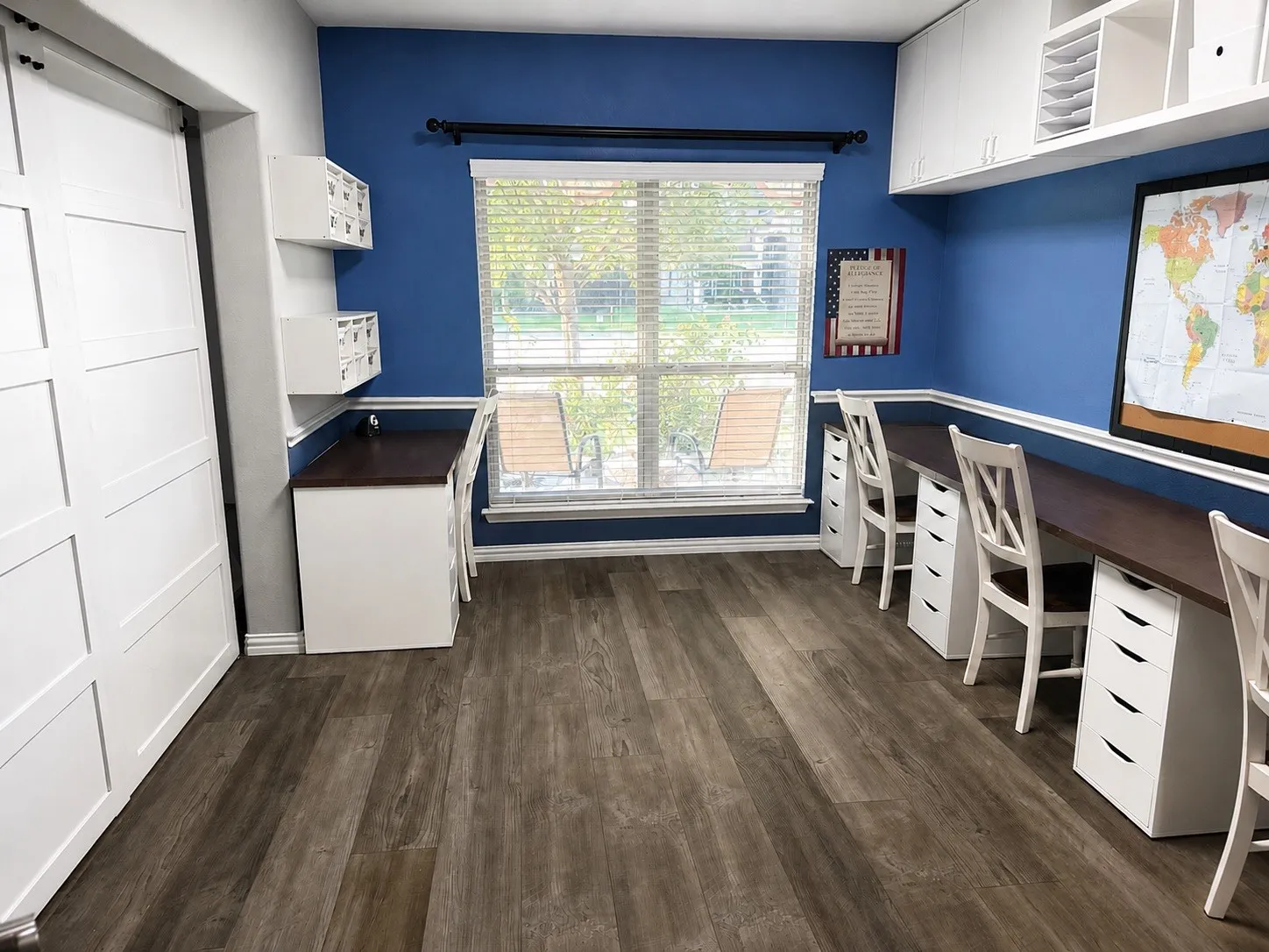 Formal dining room currently being used as a home school room.