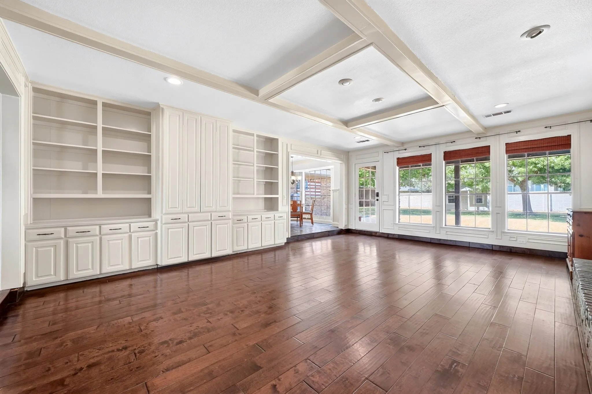 Living room with built-in cabinets