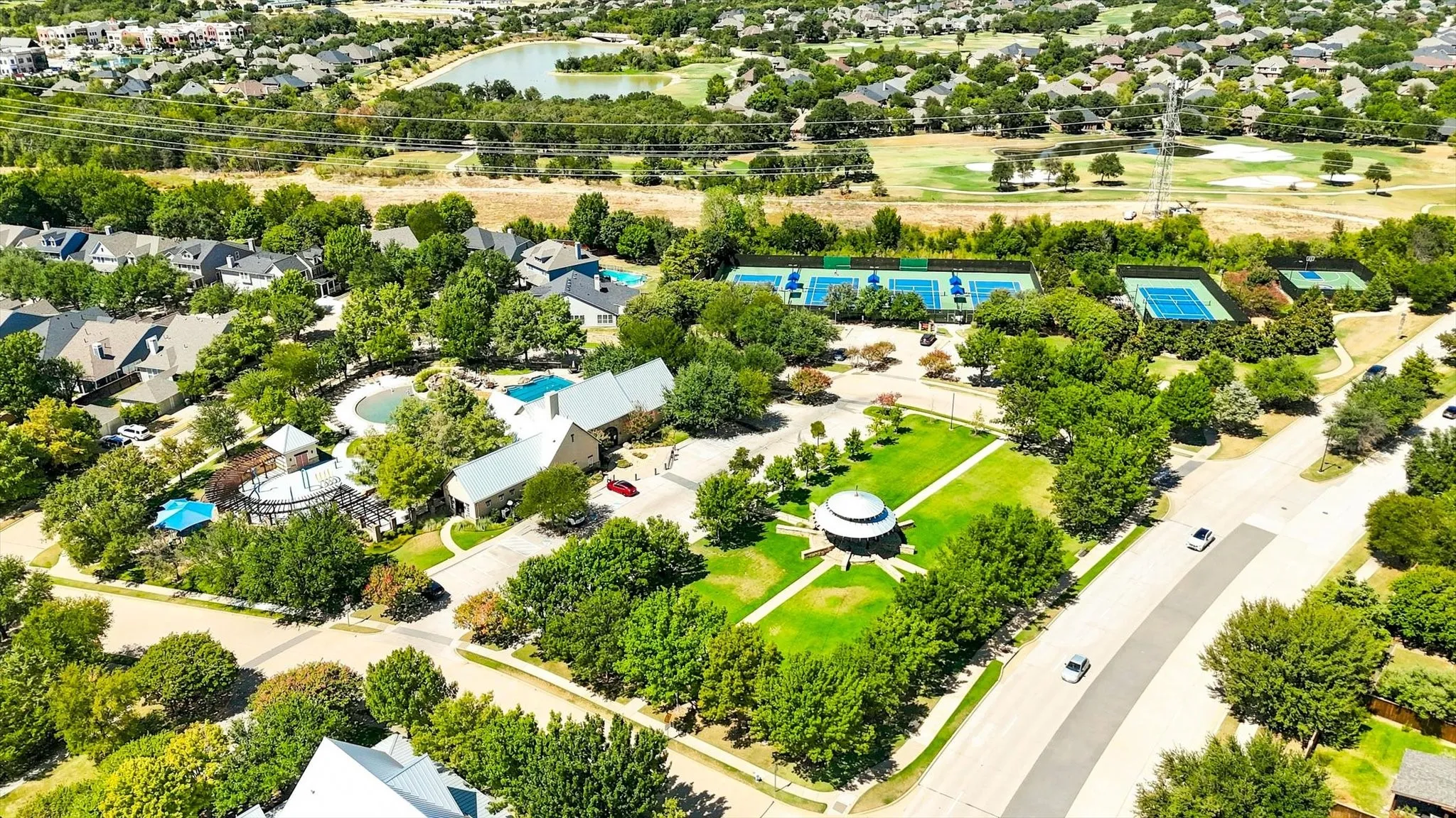 Enjoy tennis, basketball, and pickleball courts right here in the community
