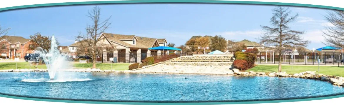 One of the many pools and ponds in the commiunity