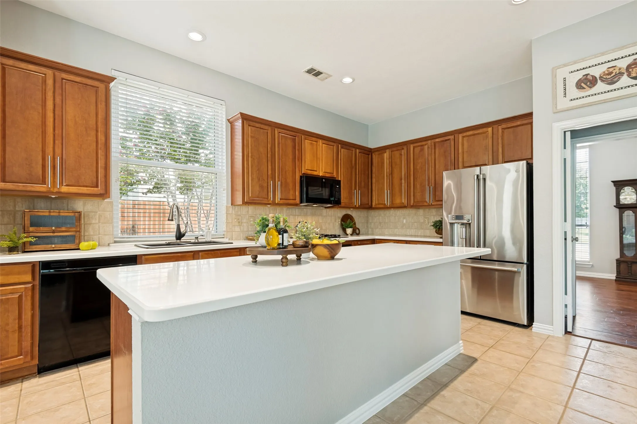 Large kitchen island with room for tons of seating.