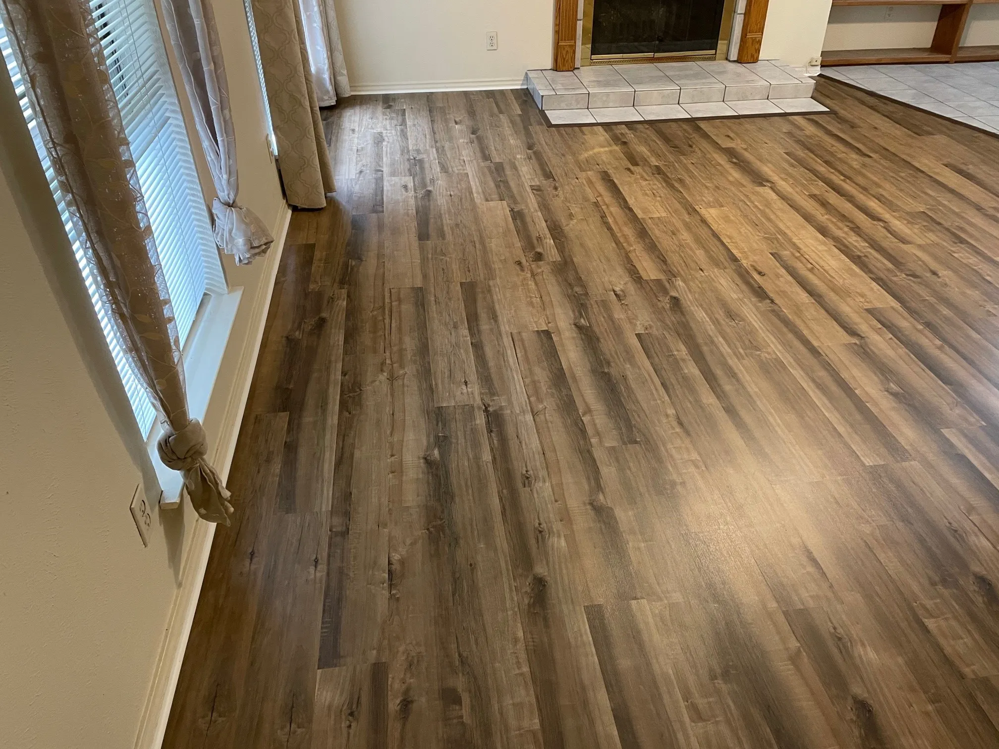 Wood-finish flooring throughout