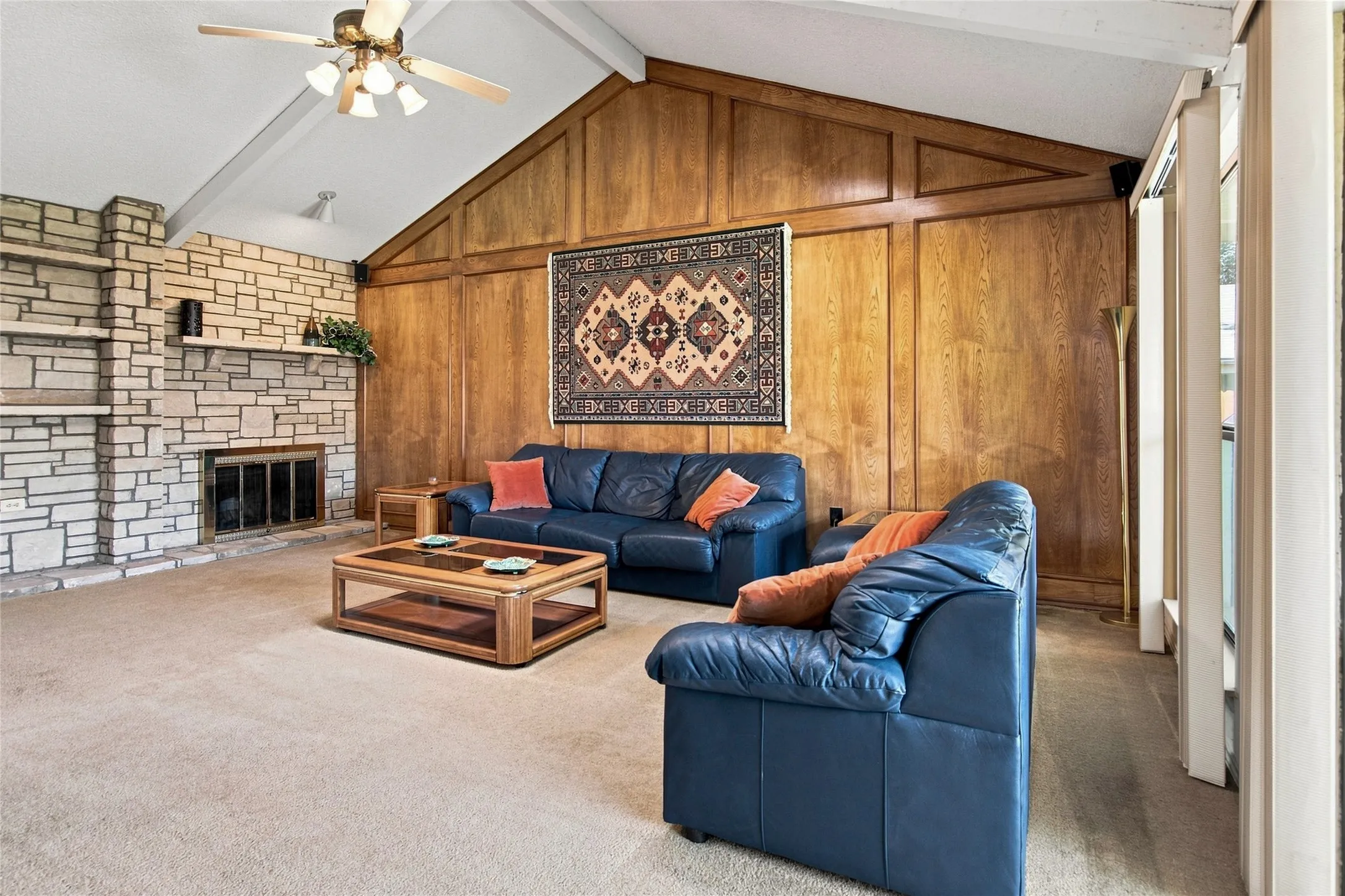 Austin stone fireplace