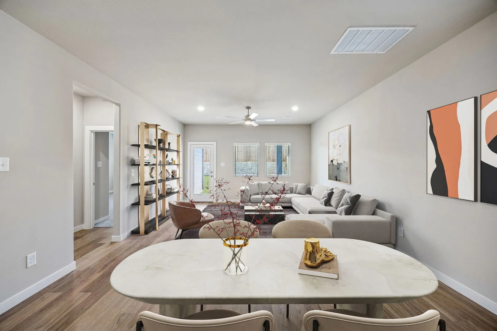 Living and Dining Room in the Willow home plan by Trophy Signature Homes – REPRESENTATIVE PHOTO