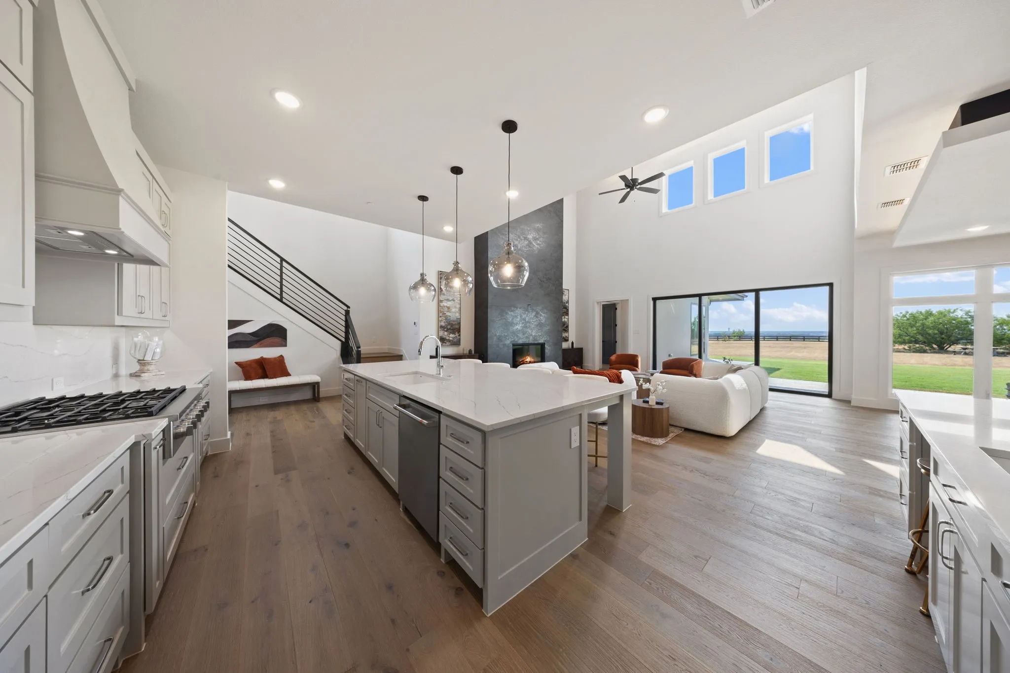 Gourmet kitchen with a center island and built-in appliances