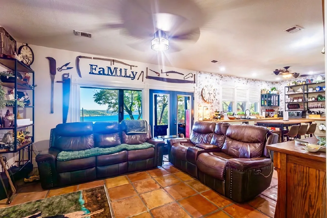 Open Concept Design Living Room and Kitchen with Island Dining