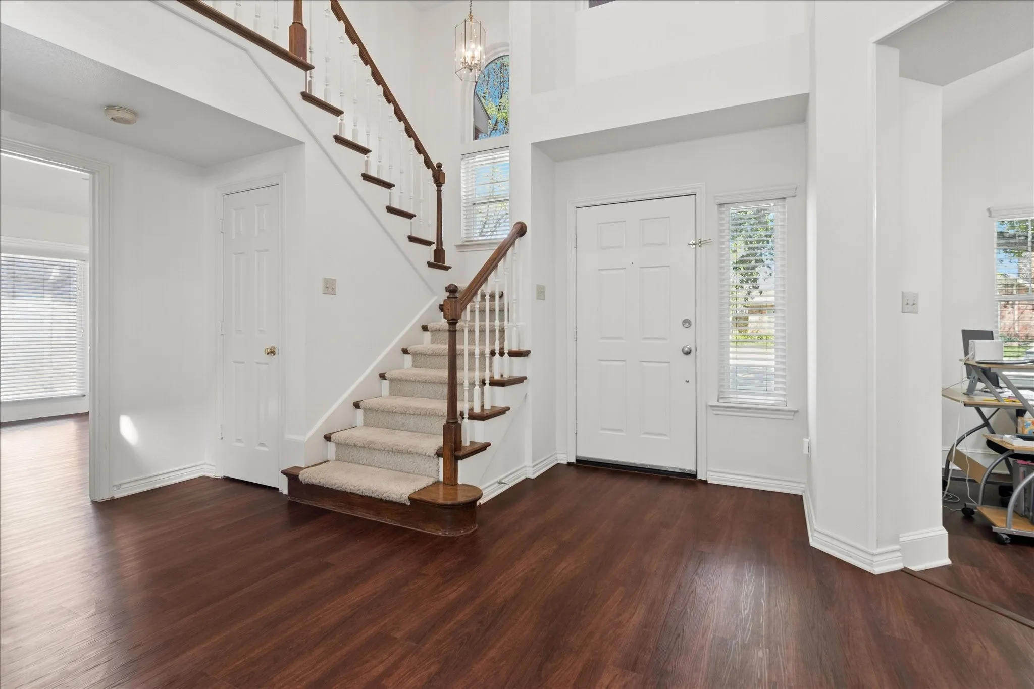 Wood luxury vinyl plank flooring in downstairs