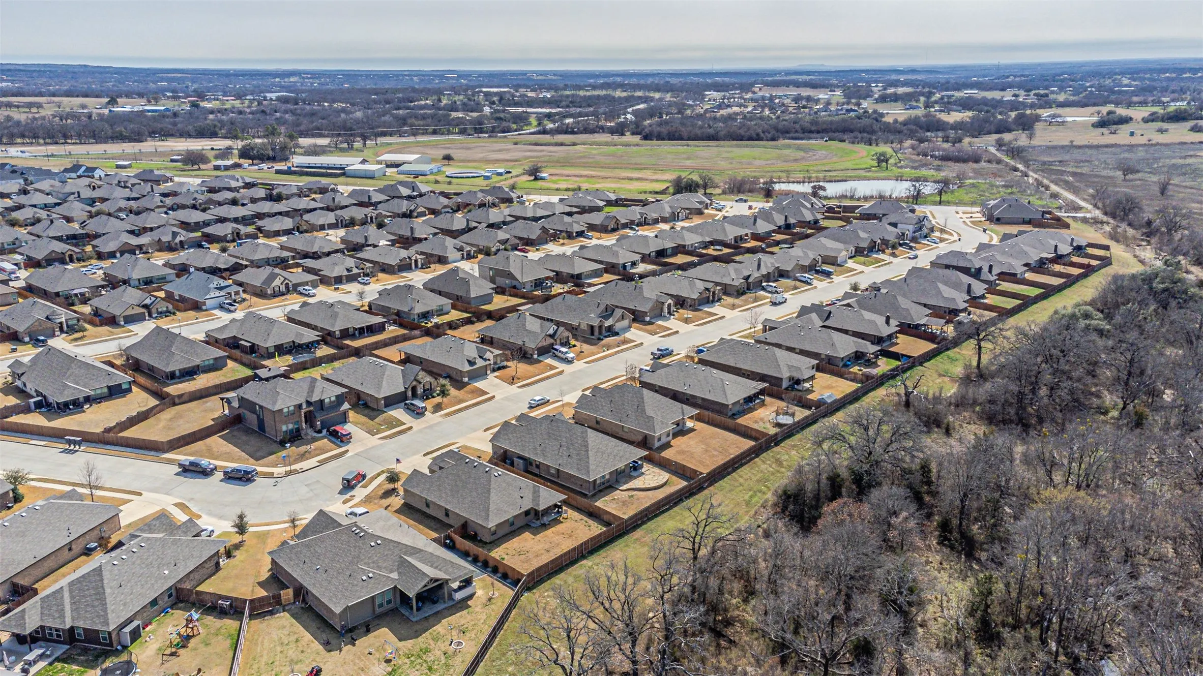 Aerial view of residential area