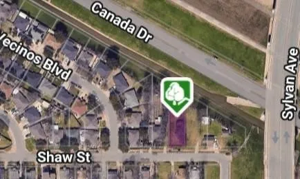 Aerial Map View, Property Location. Indicating the parcel's geographical position relative to surrounding roads and structures