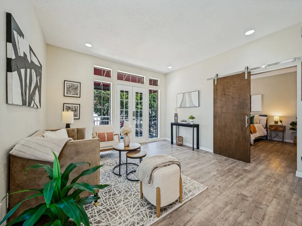 French doors with transom windows