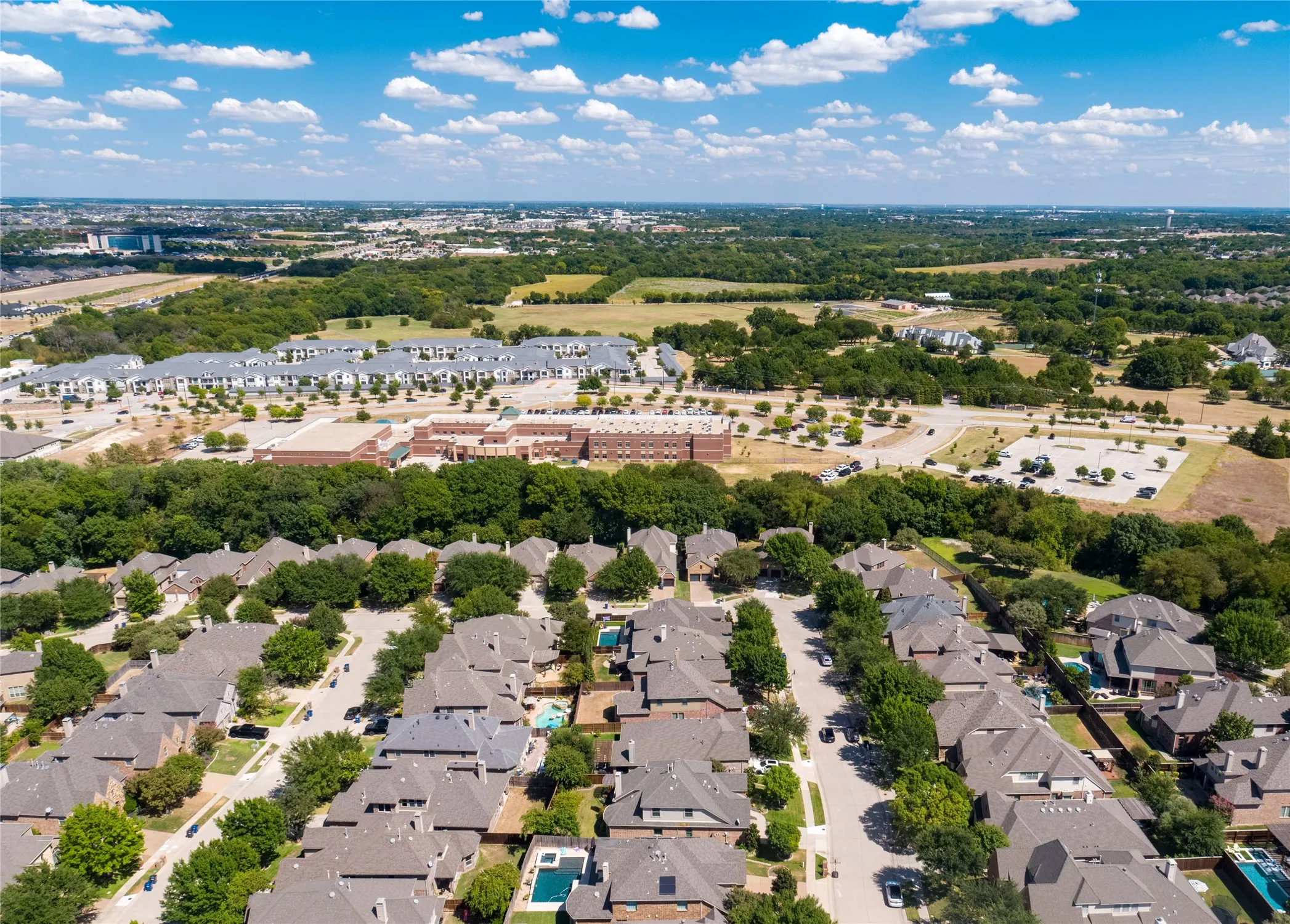 Aerial view to east of property