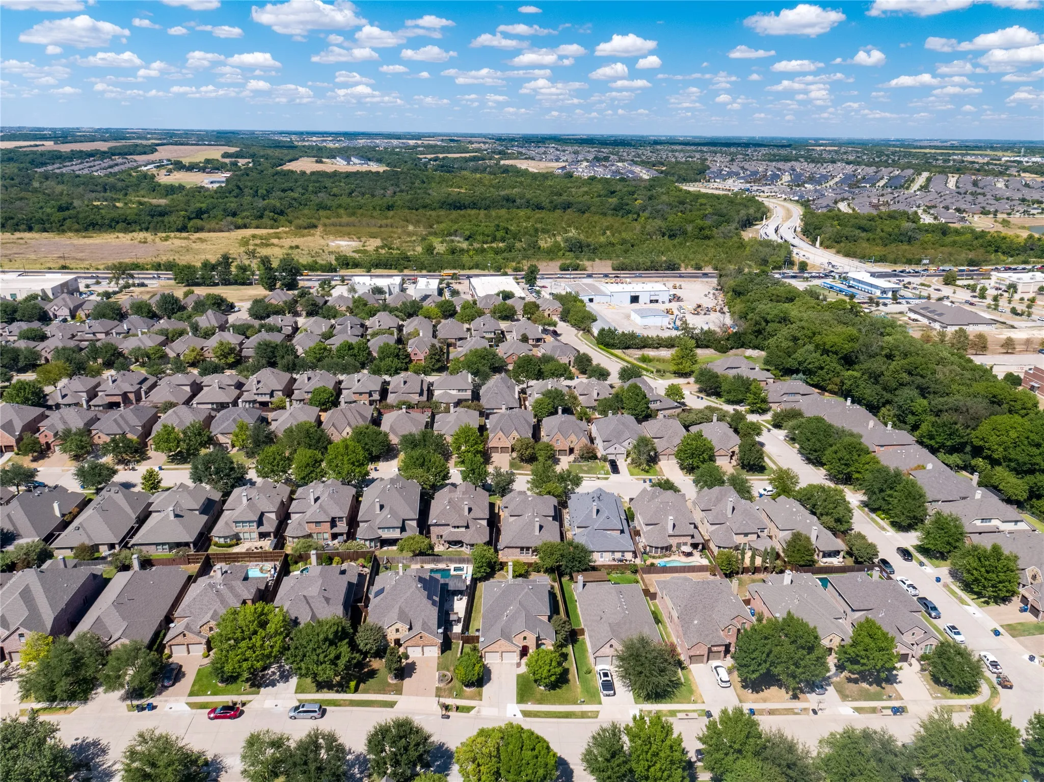 Aerial view to north of property