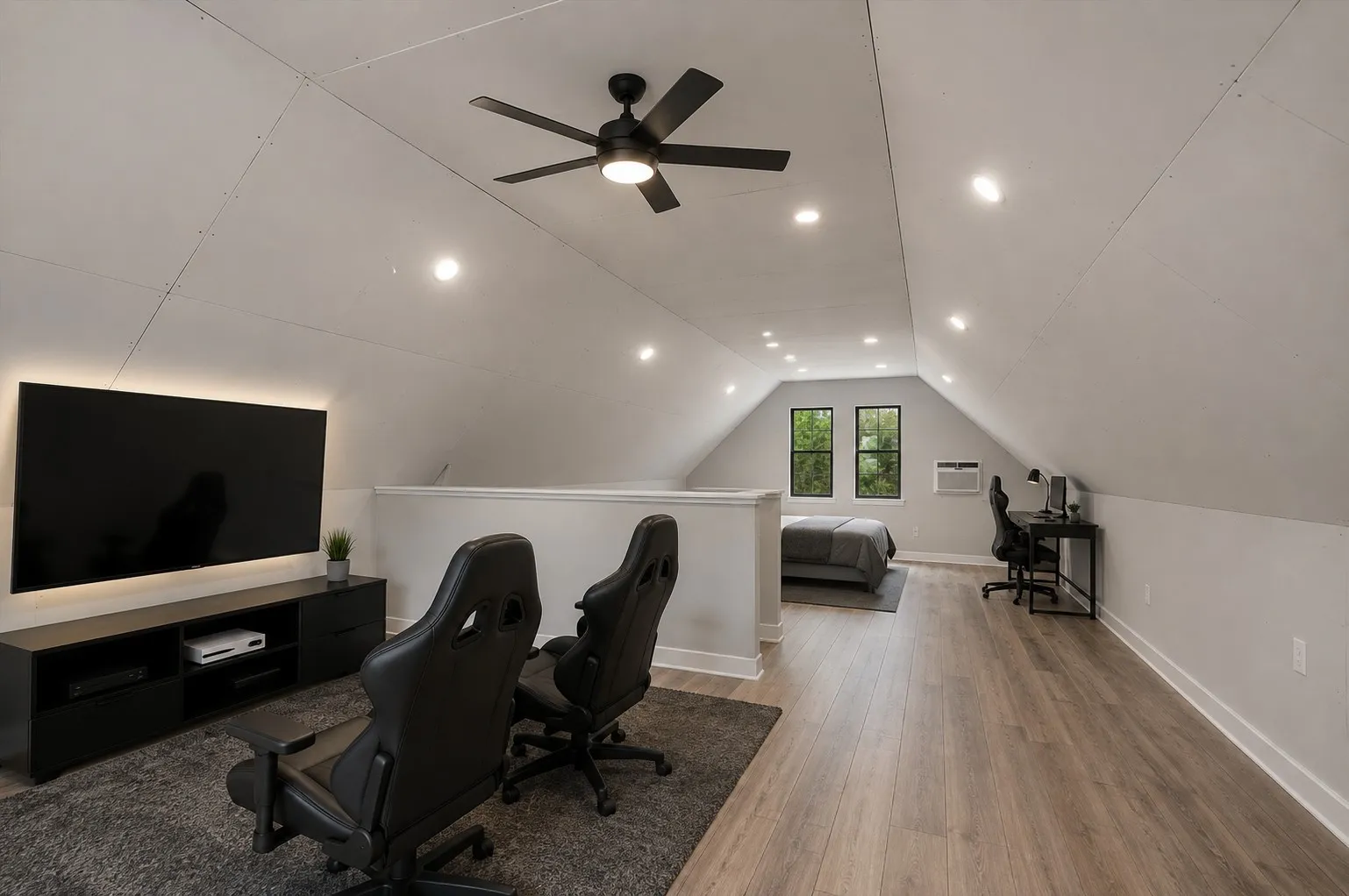 AI Visual of loft as game room/guest room