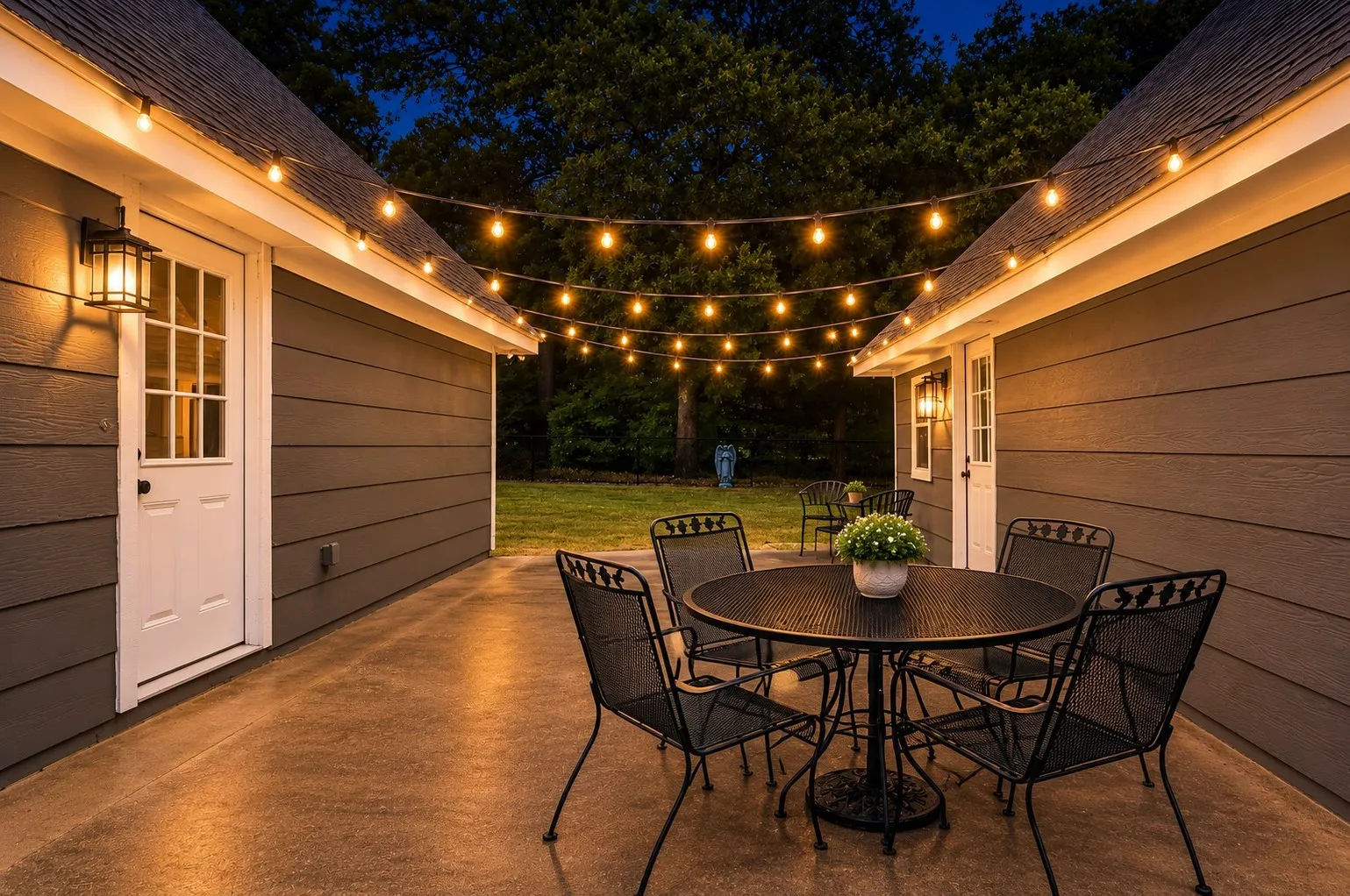 Lighting on patio, virtually staged
