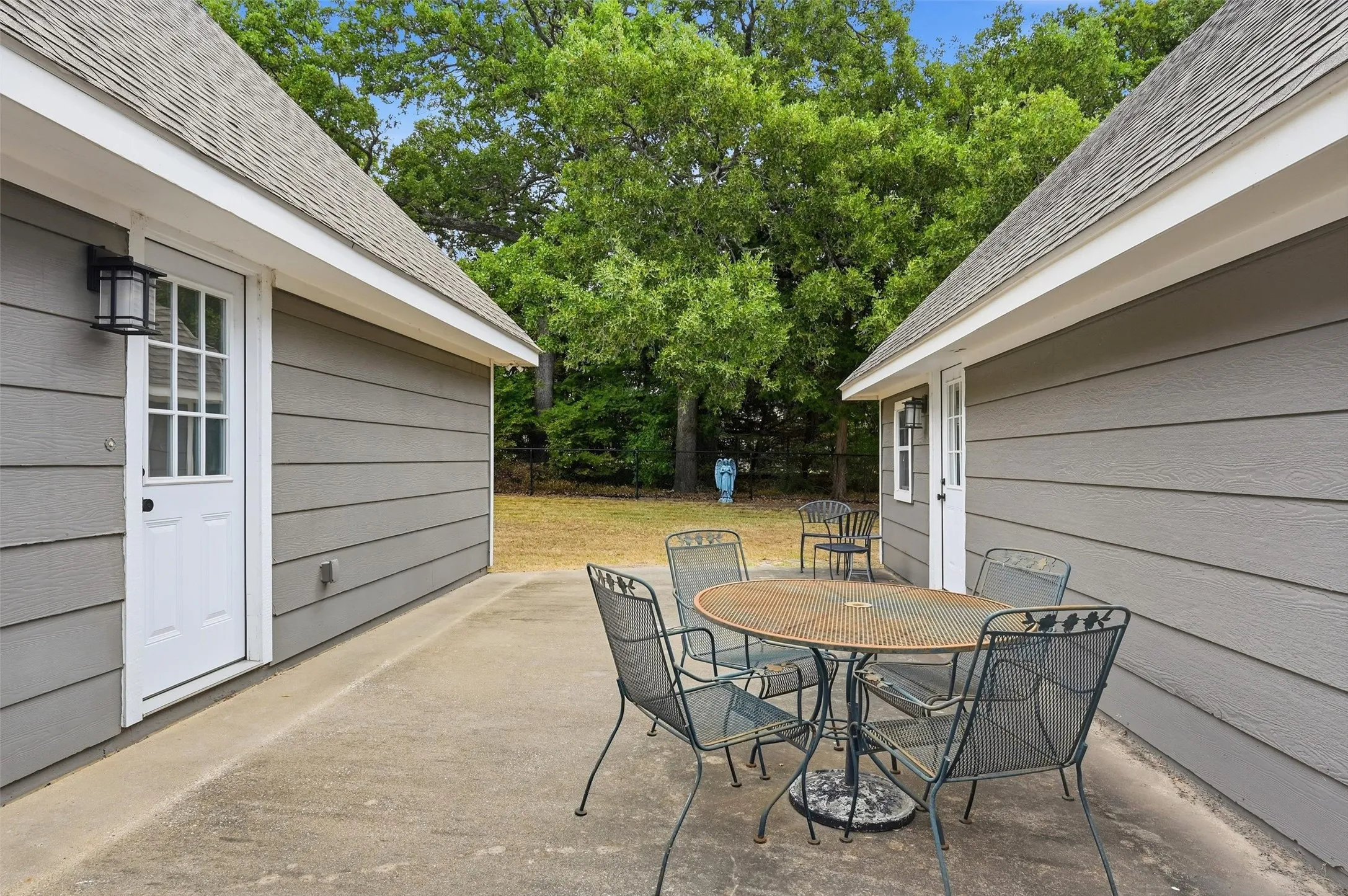 Paved concrete patio area