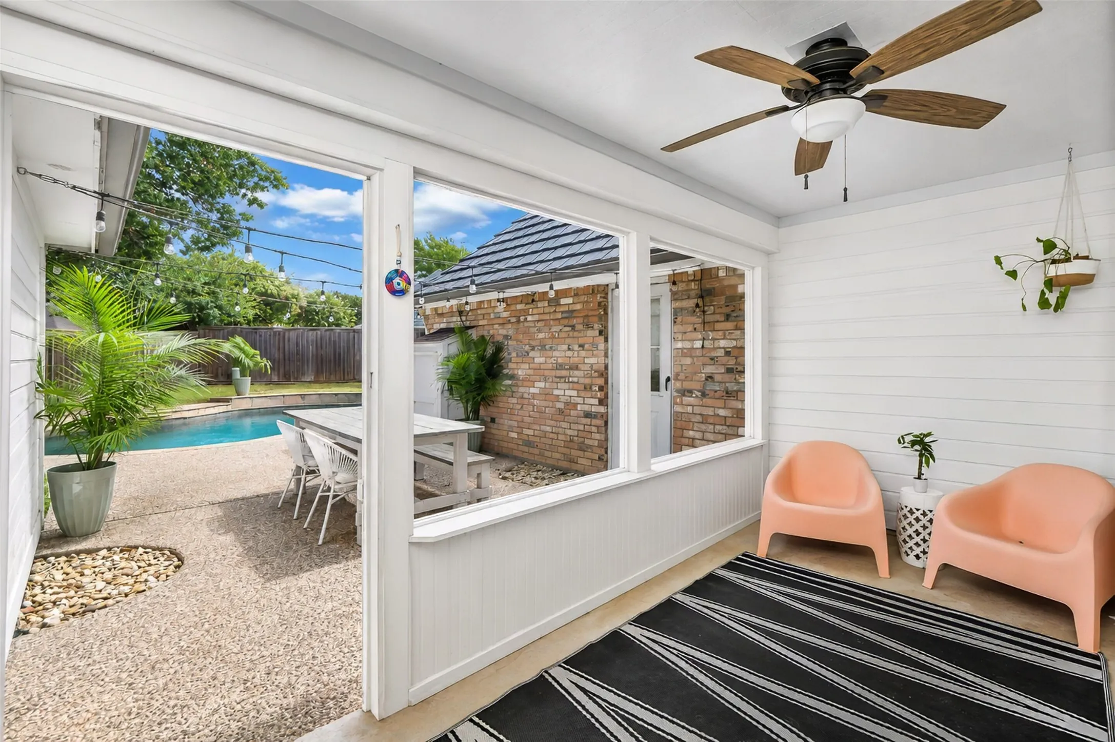 Wonderful covered patio to relax in shade and still be part of the activity outside and inside.