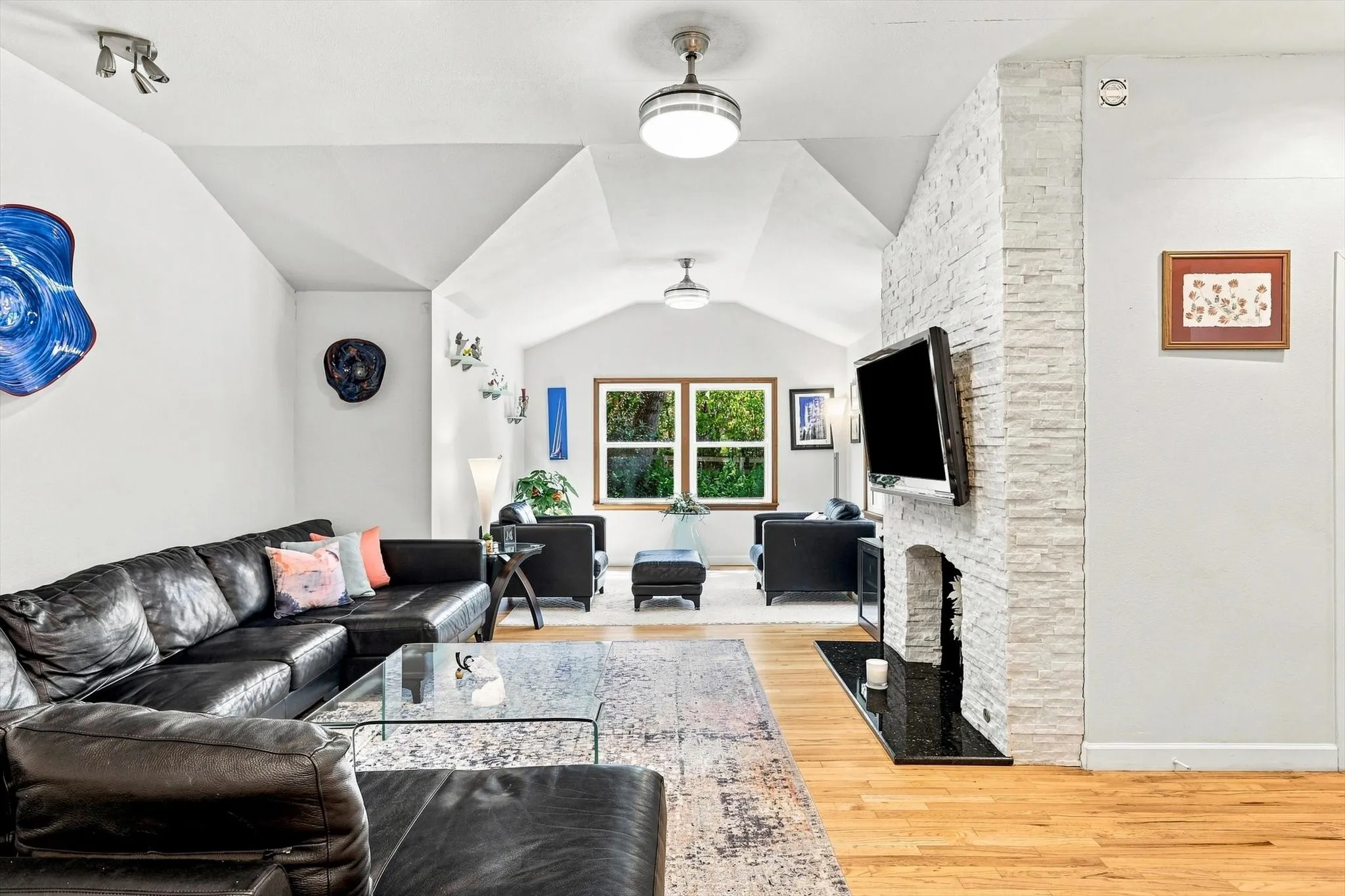 Decorative lighting has hidden fans that operate with a touch of a button on a remote.