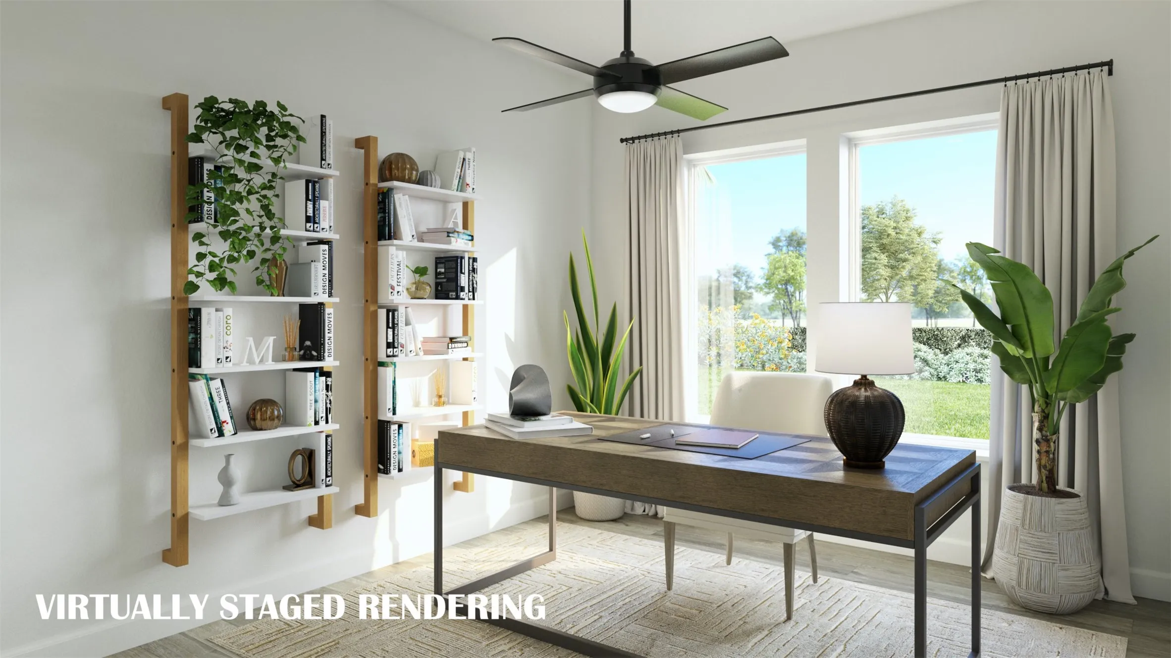 Light filled and luxurious, you'll be working in style in this fantastic home office!  VIRTUALLY STAGED RENDERING