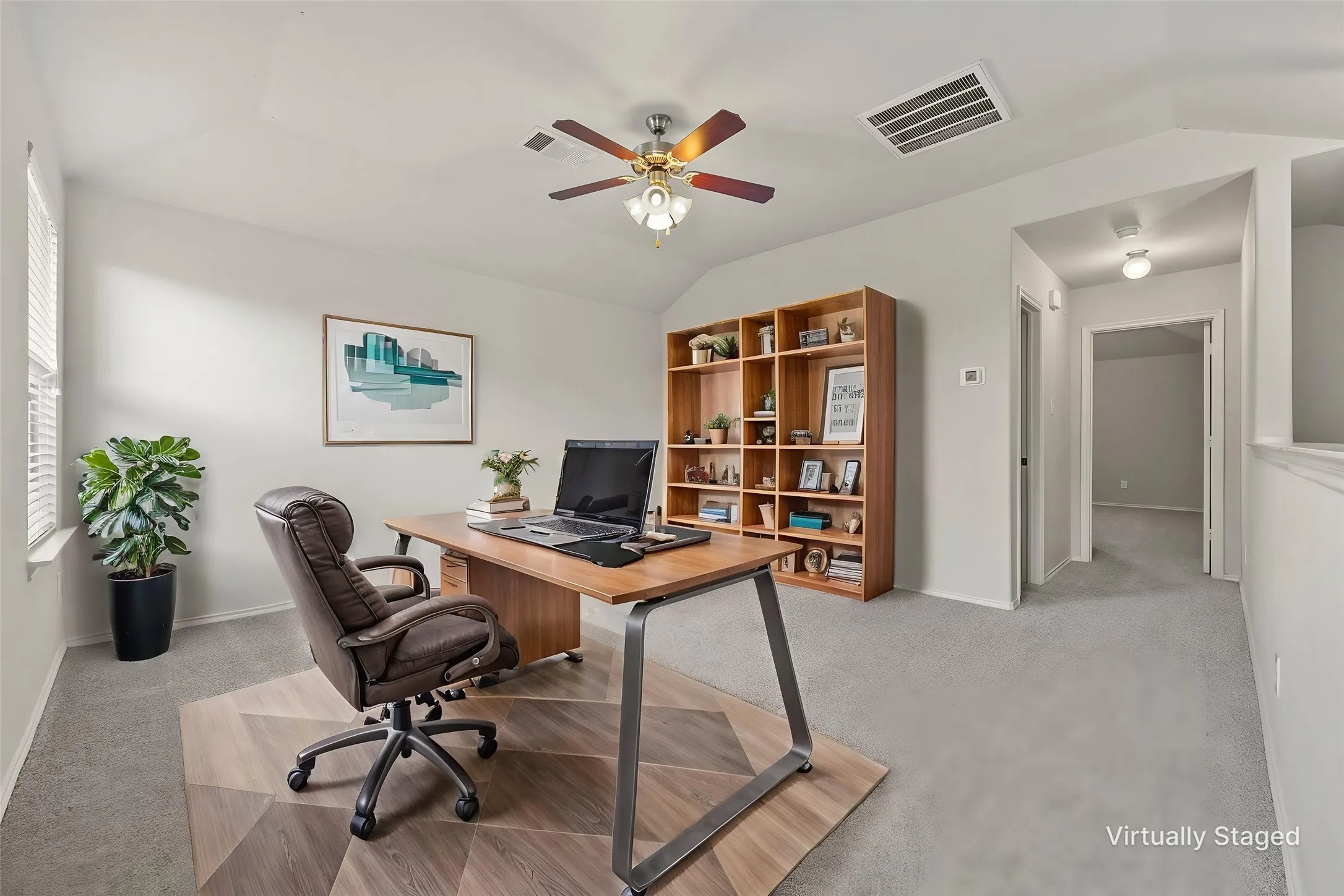 virtually staged game room,  office, or flex space