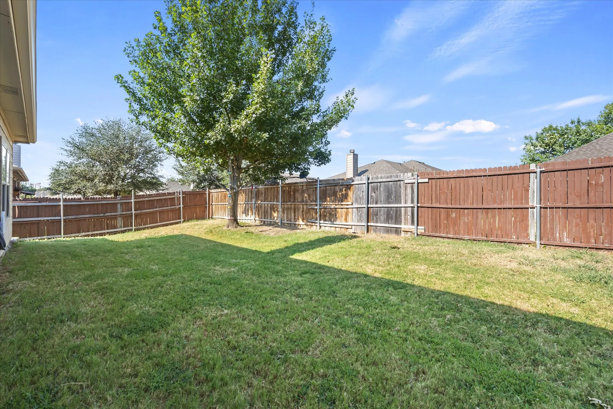 landscaped back yard