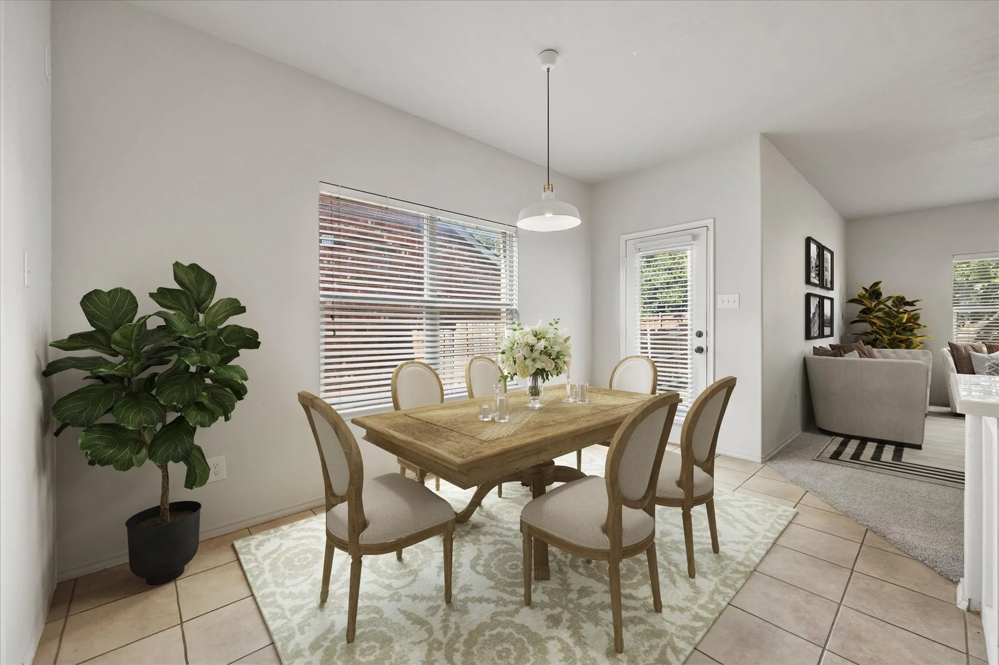 Virtually staged dining area