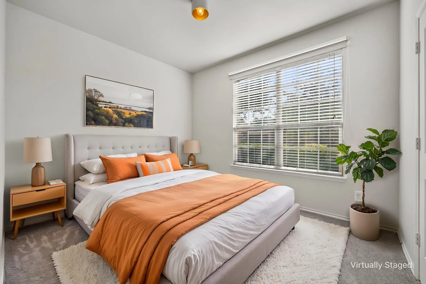 Secondary bedroom at front of the house virtually staged