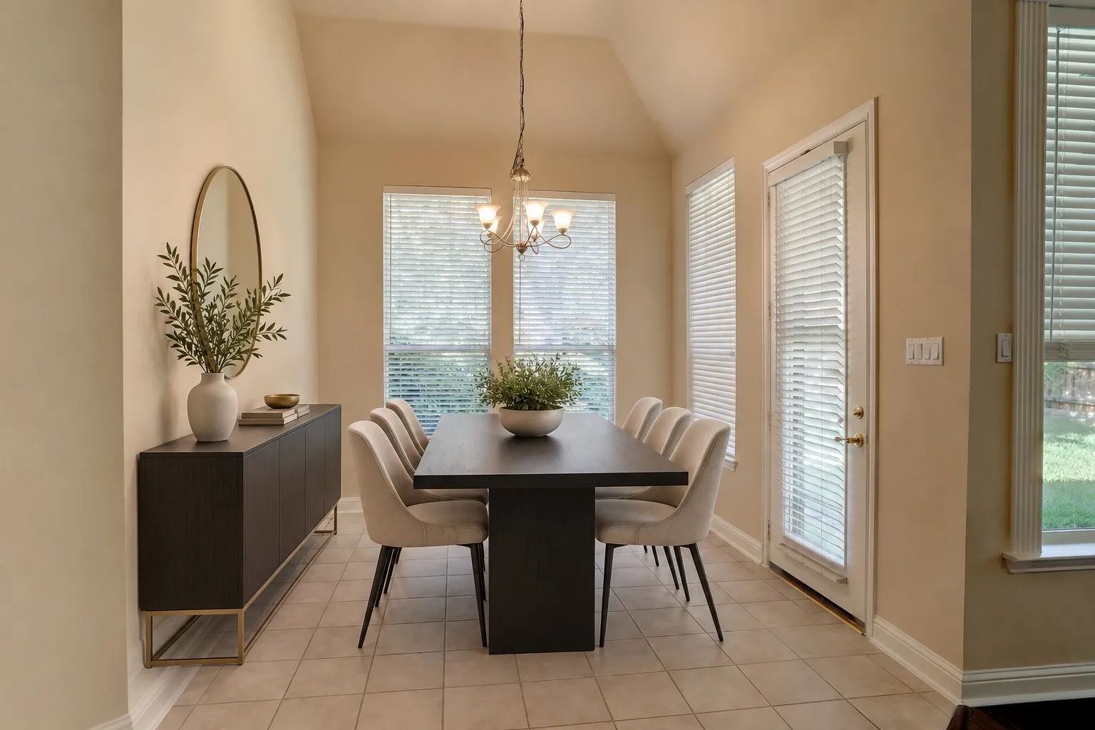 Staged dining area