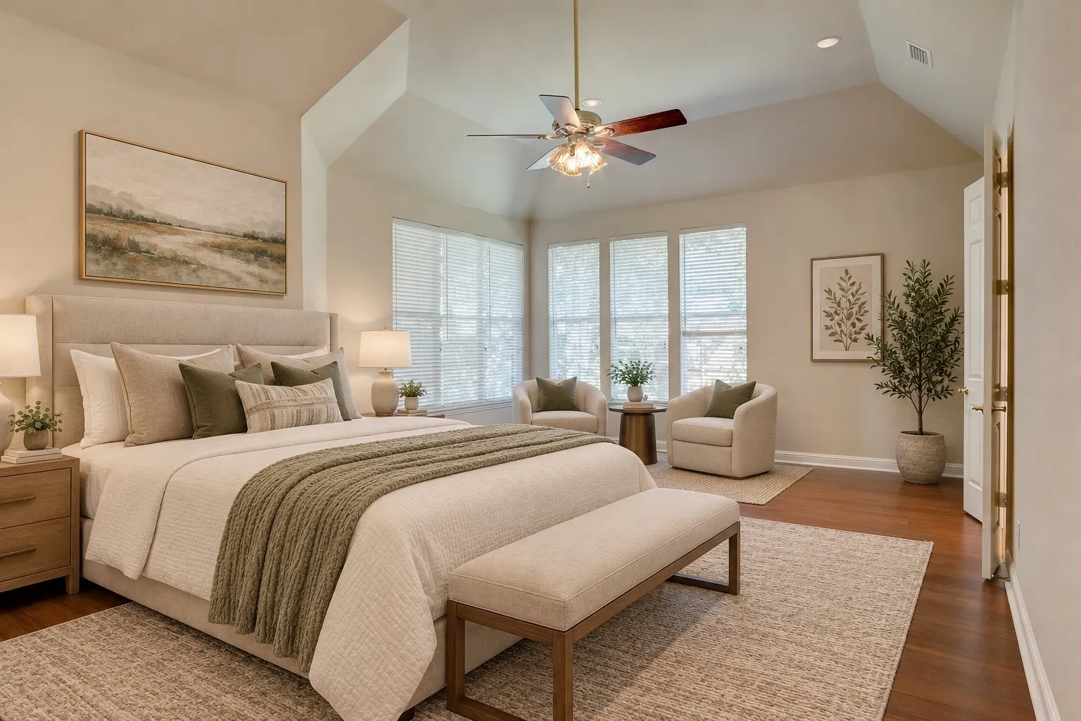 Staged primary bedroom