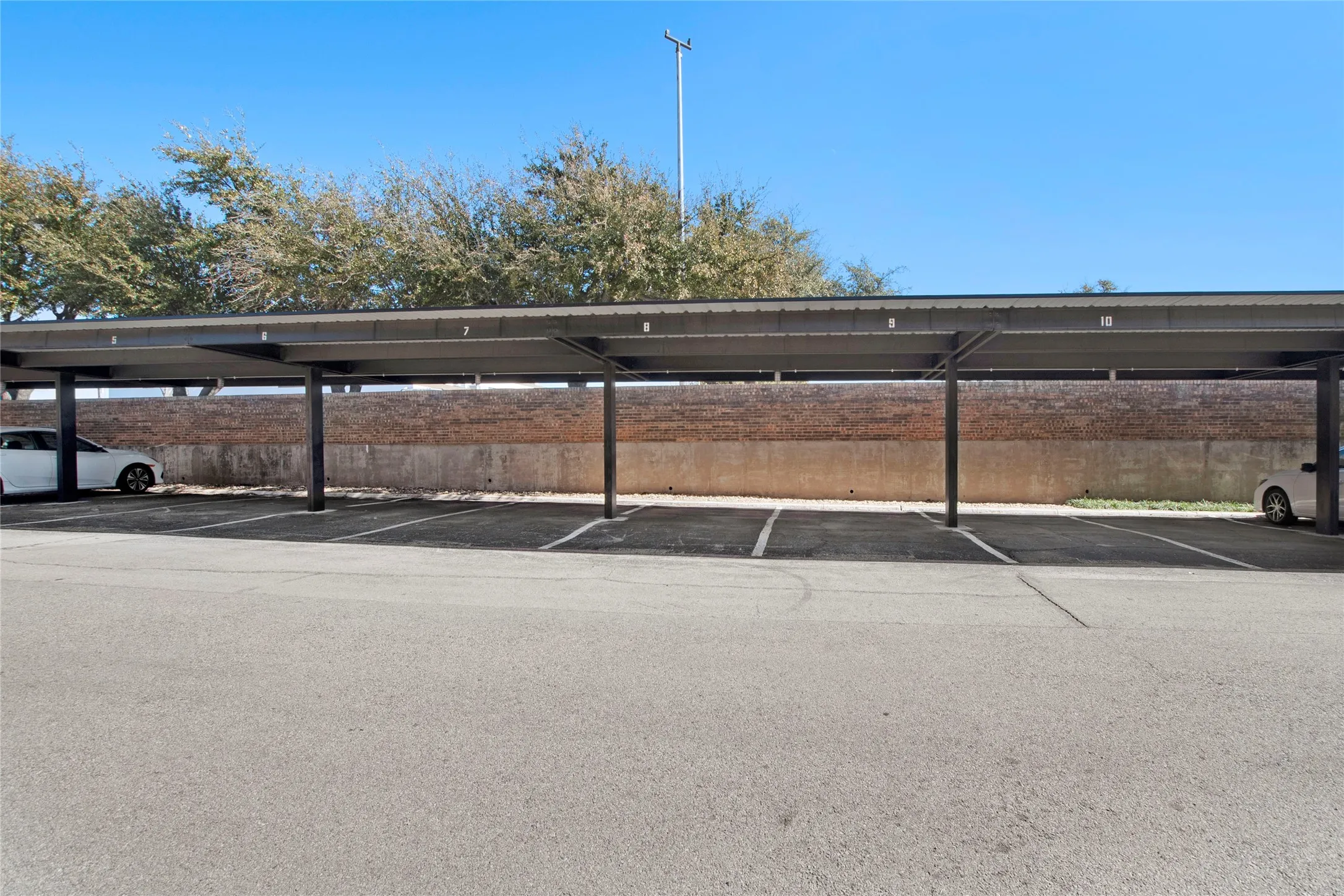 View of covered parking lot