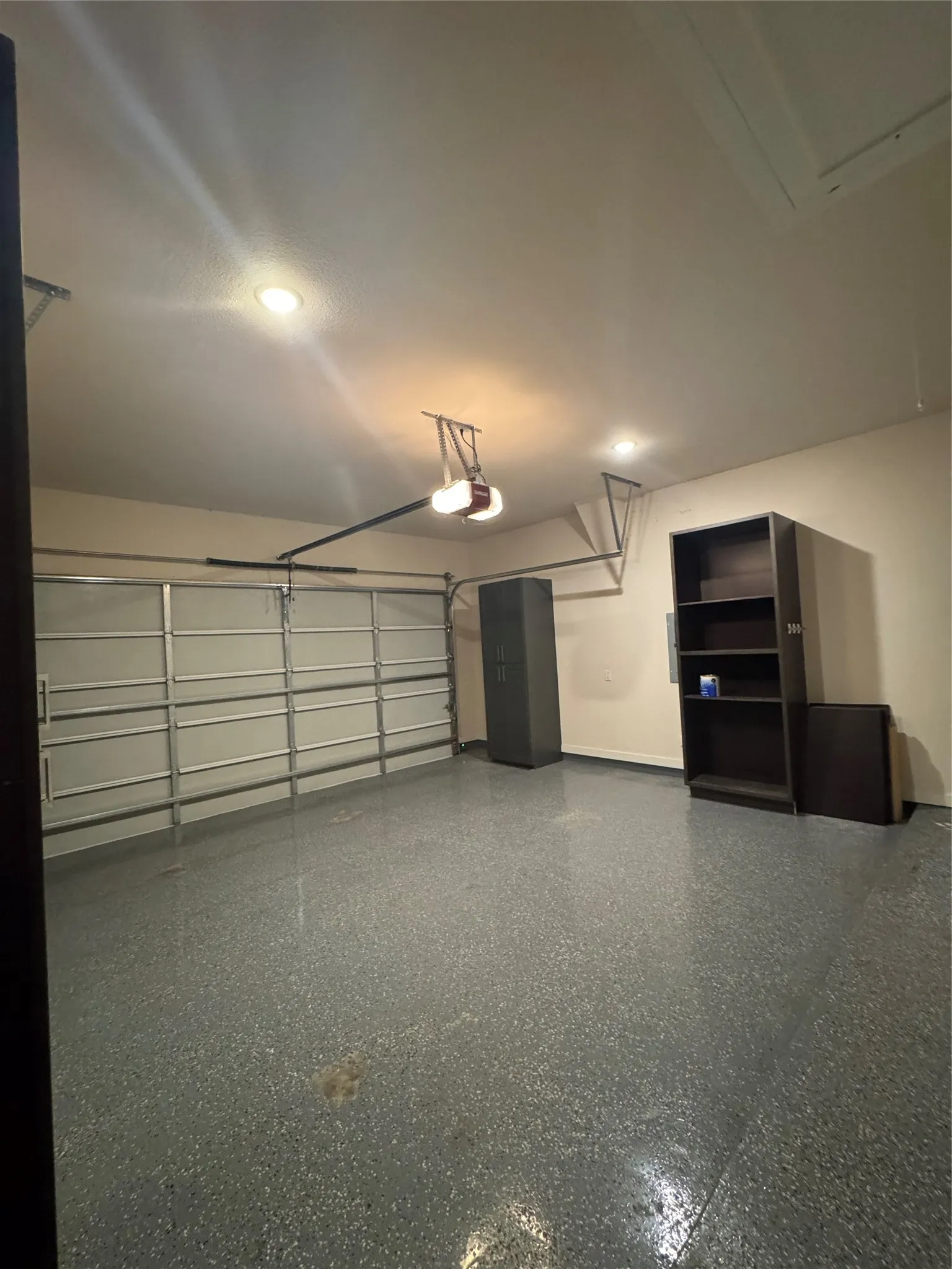 Garage with stroage and epoxy floors