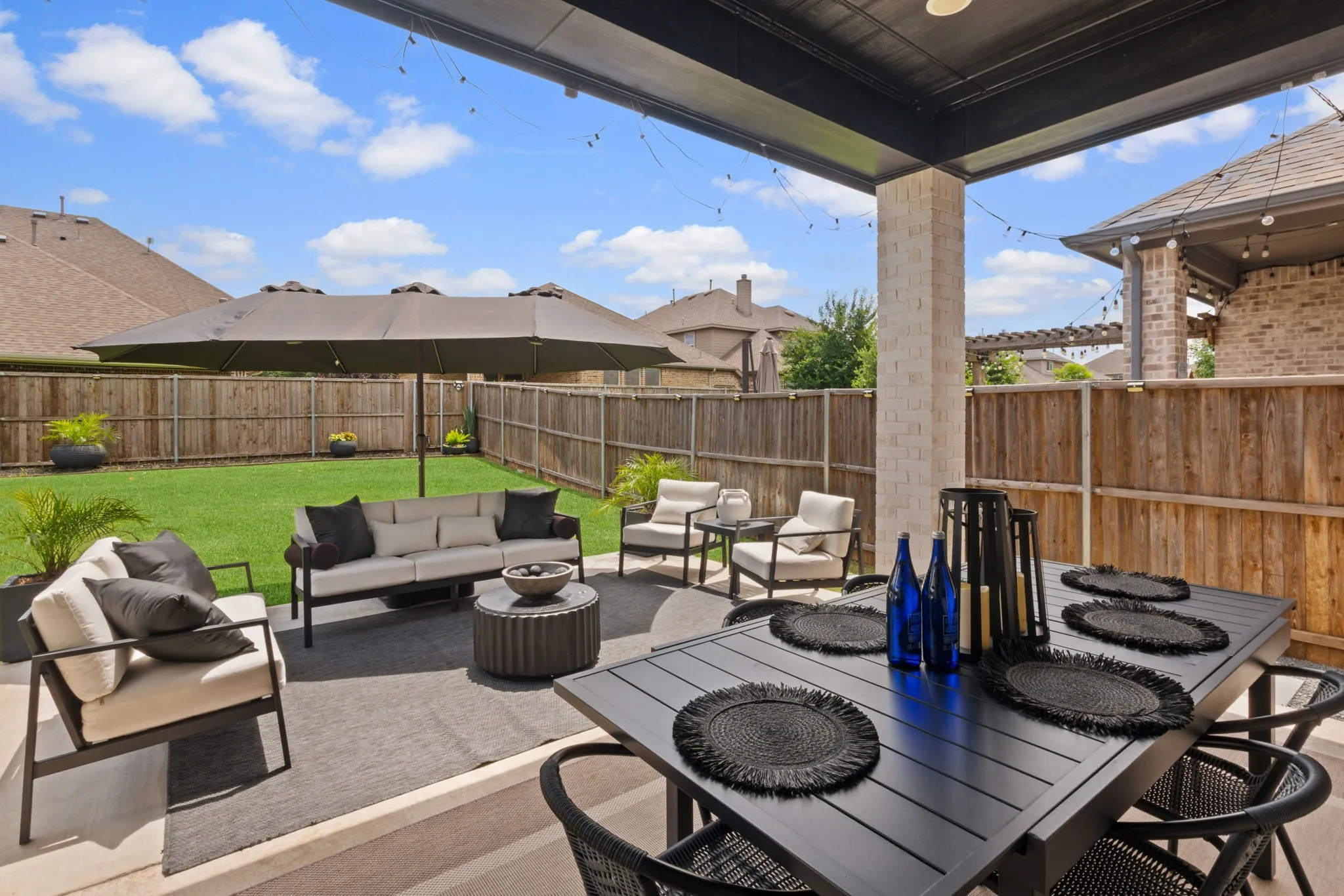 Custom oversized, extended patio - great for relaxing and entertaining.
