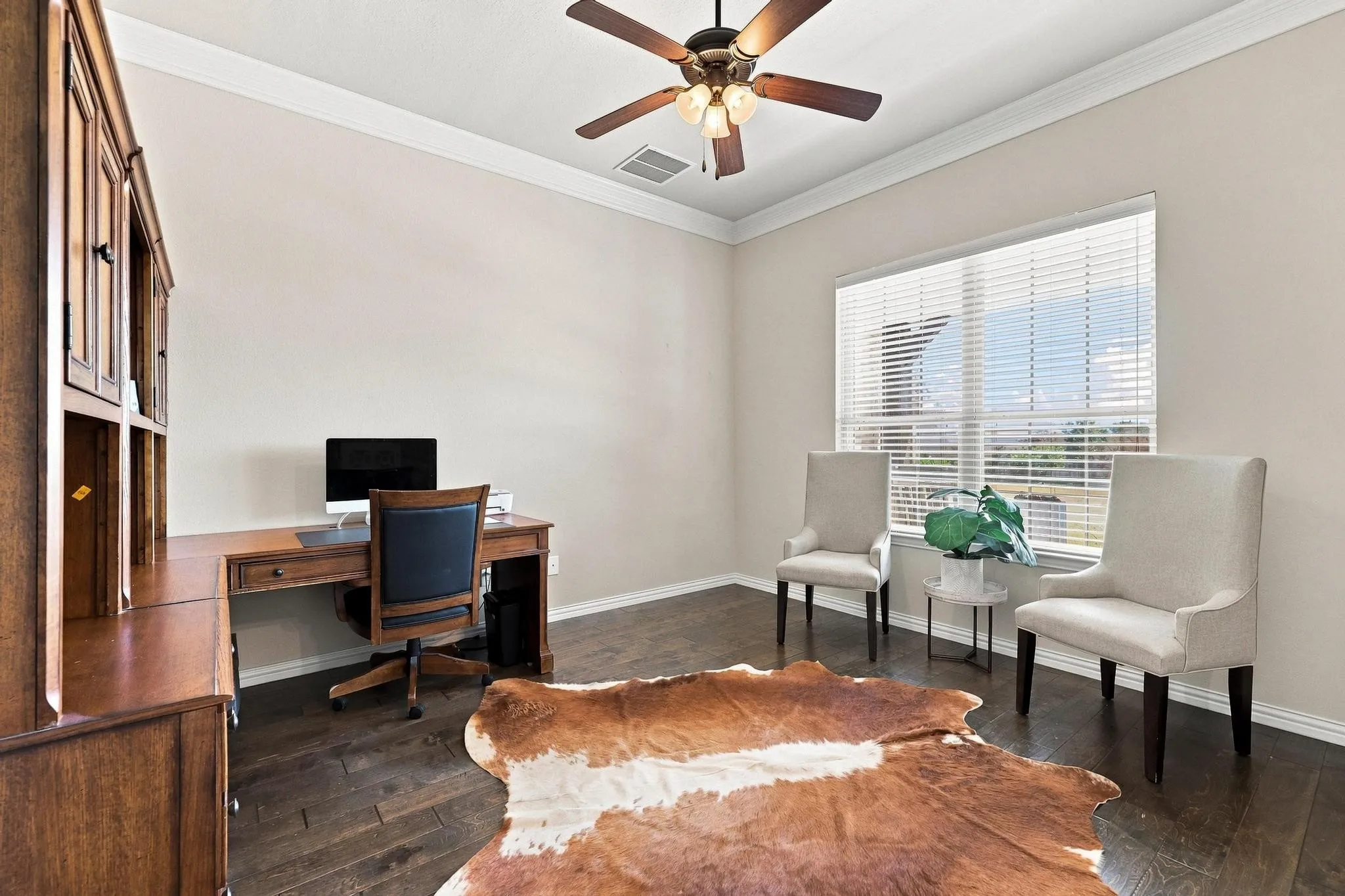 Spacious Office with Natural Light and French Doors