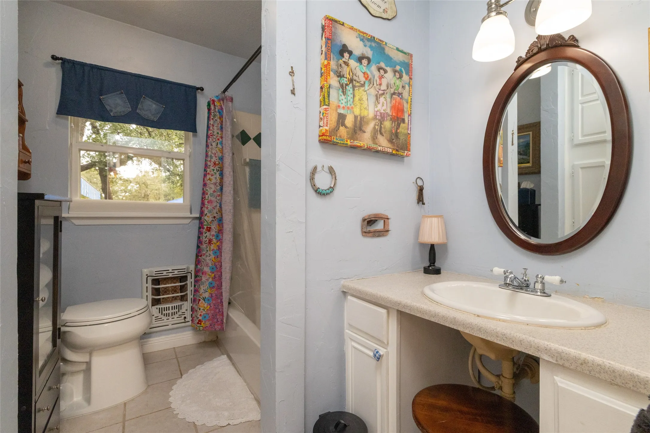 A bright vanity area, great for getting ready in the morning.