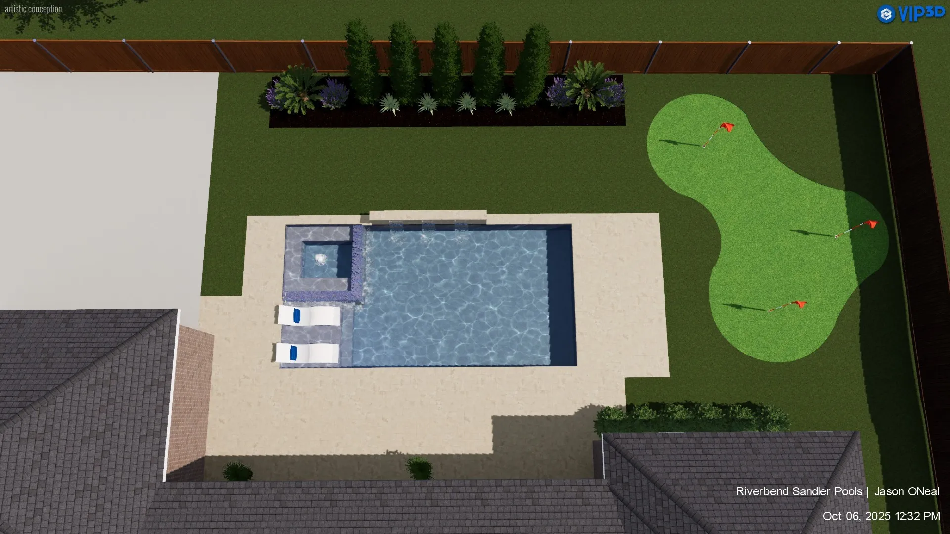 pool rendering with putting practice