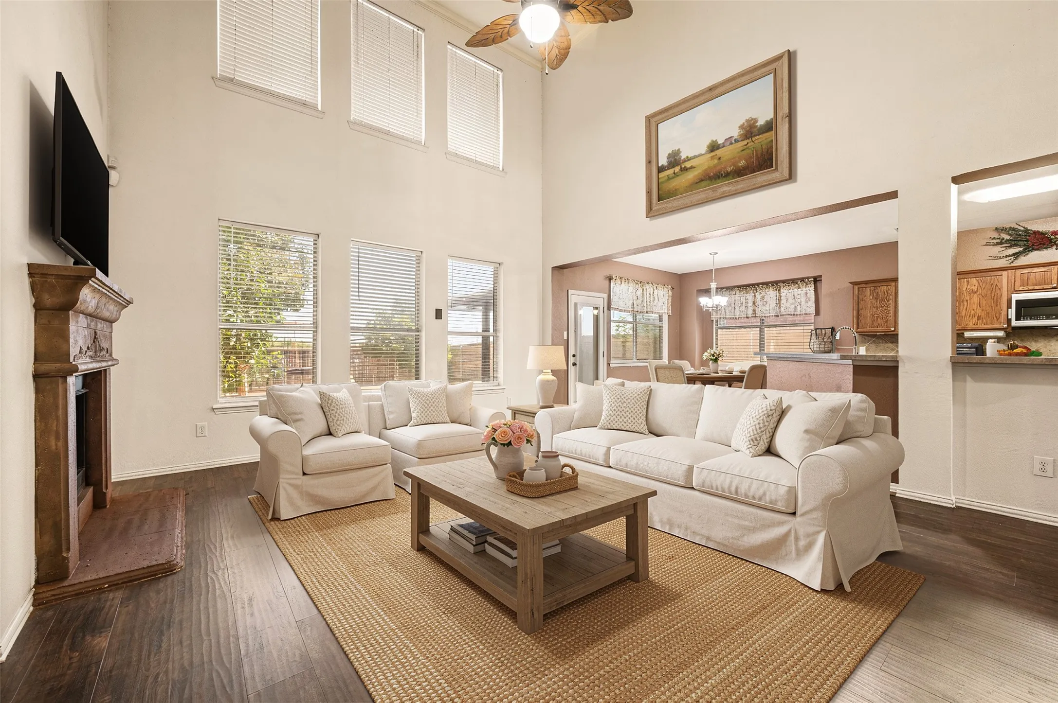Virtually staged living room
