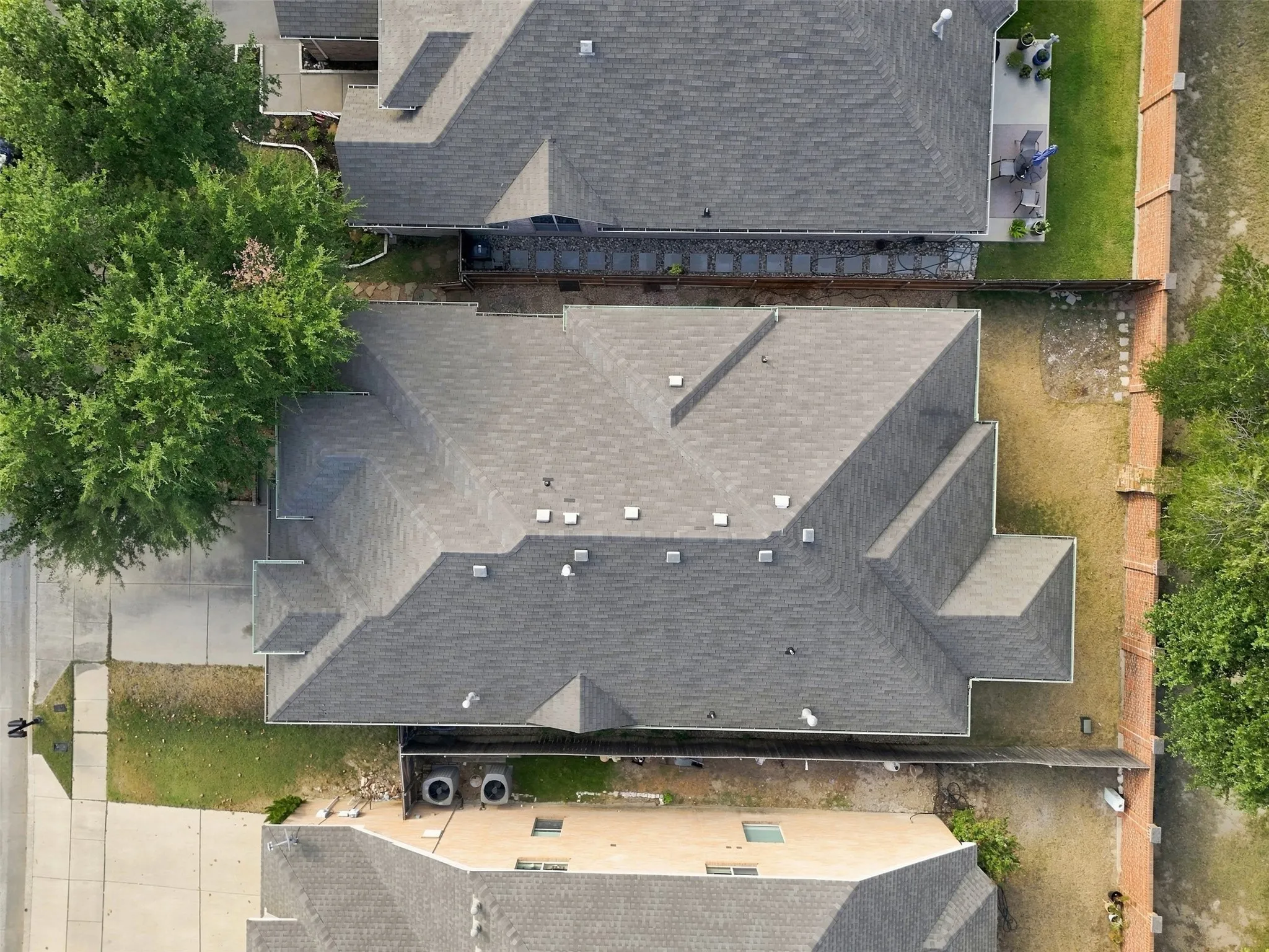 Asphalt shingle roof with multiple gables