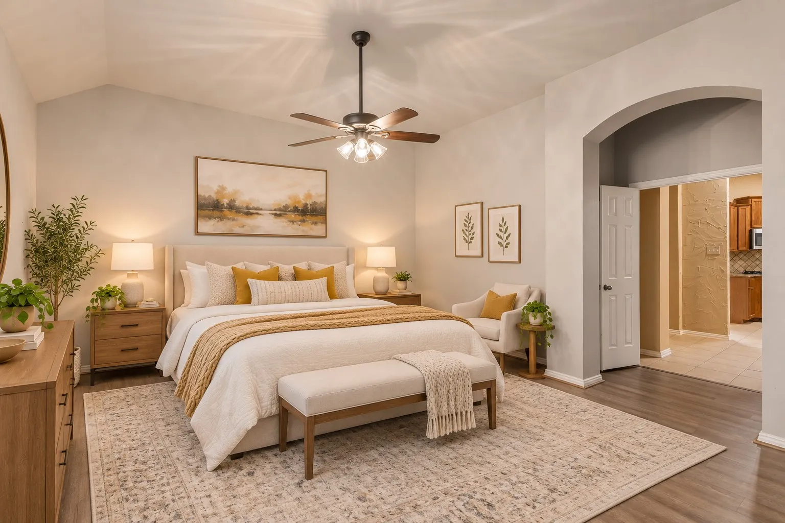 Virtually staged primary bedroom