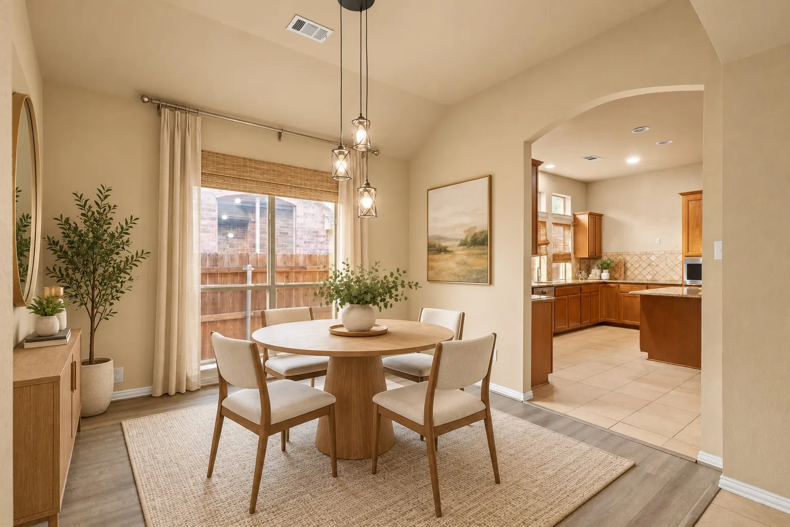 Virtually staged dining room
