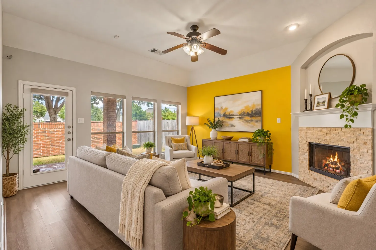 Virtually staged living room