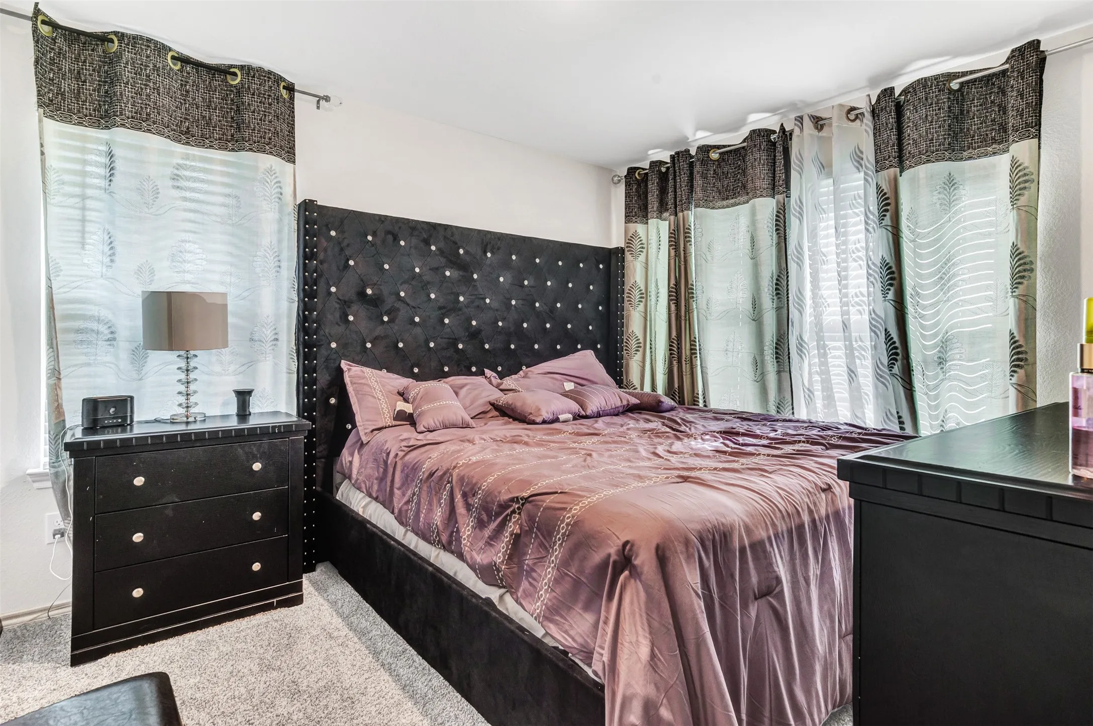 Bedroom with carpet flooring
