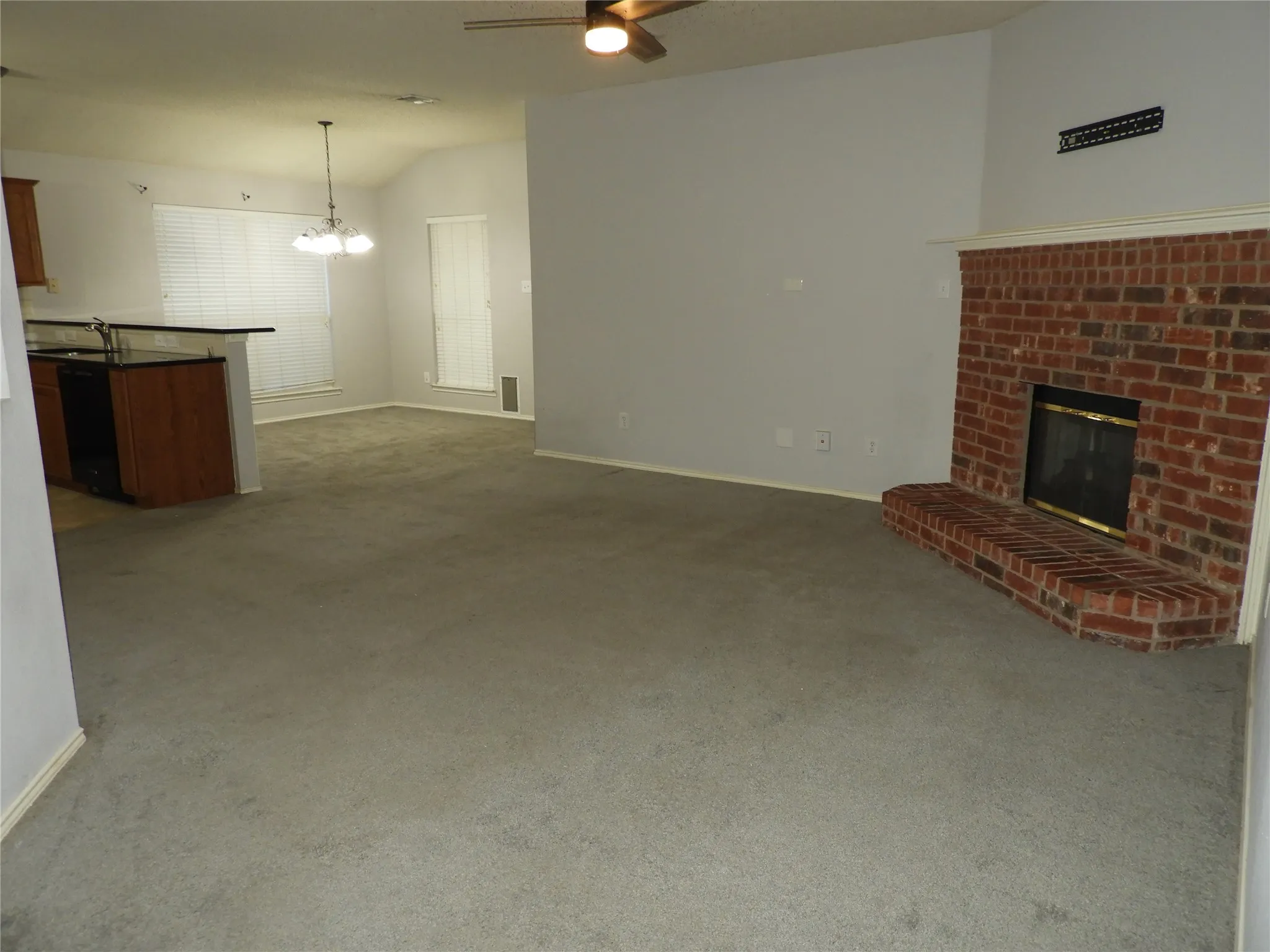 Living Room with corner fireplace.