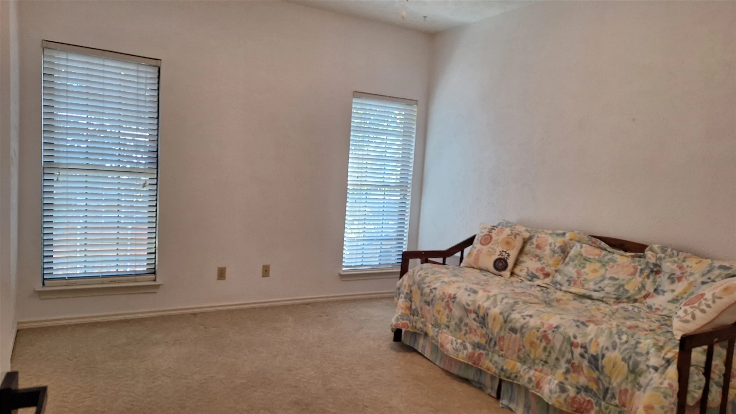 upstairs BR 1 accommodates adult bed, new blinds in windows that view backyard