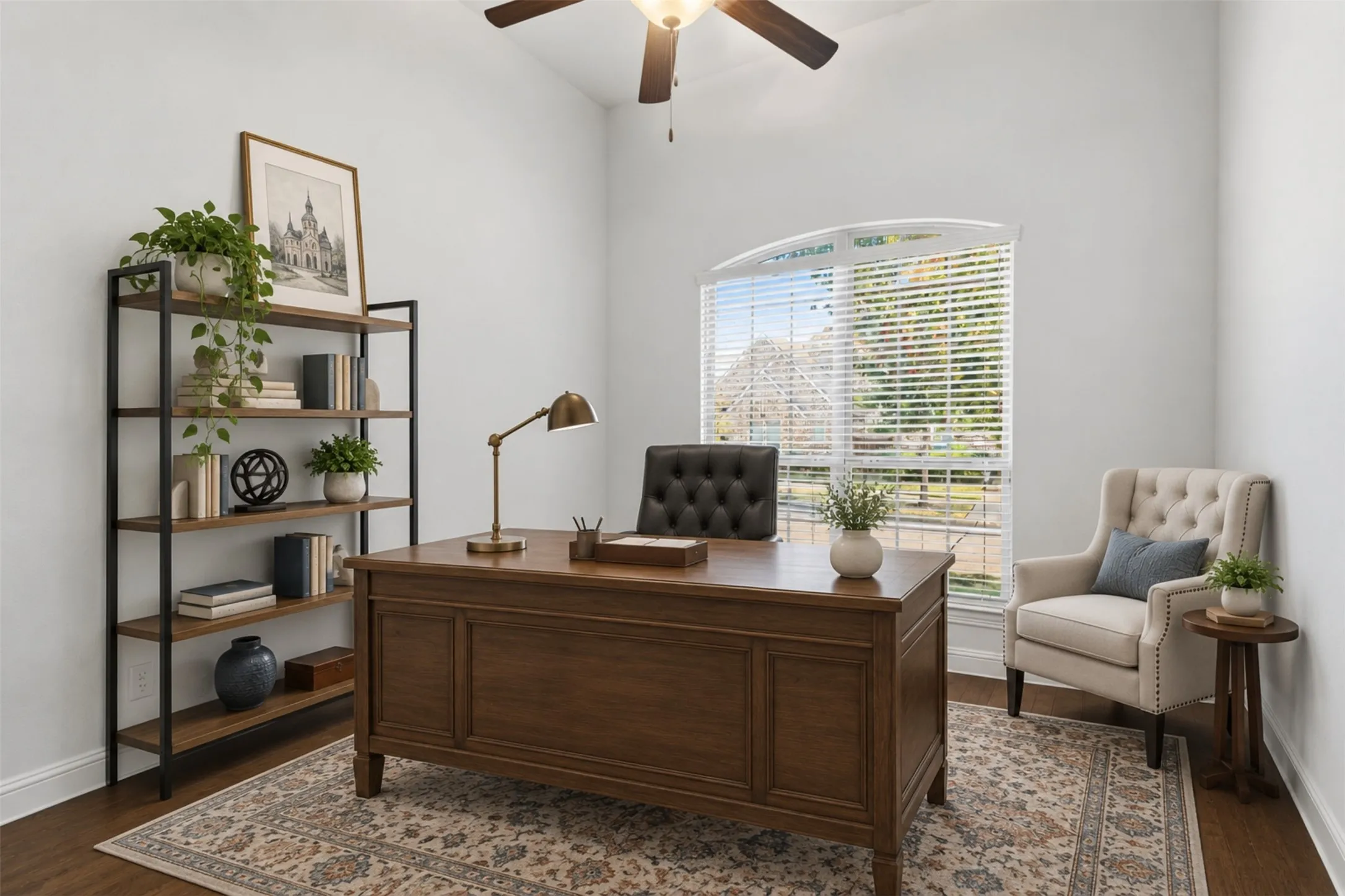 Bedroom #3 virtually staged as an office
