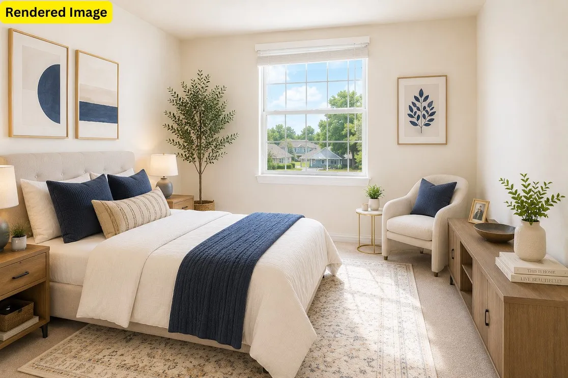 Wall-to-wall carpeting with ample natural light from a large window