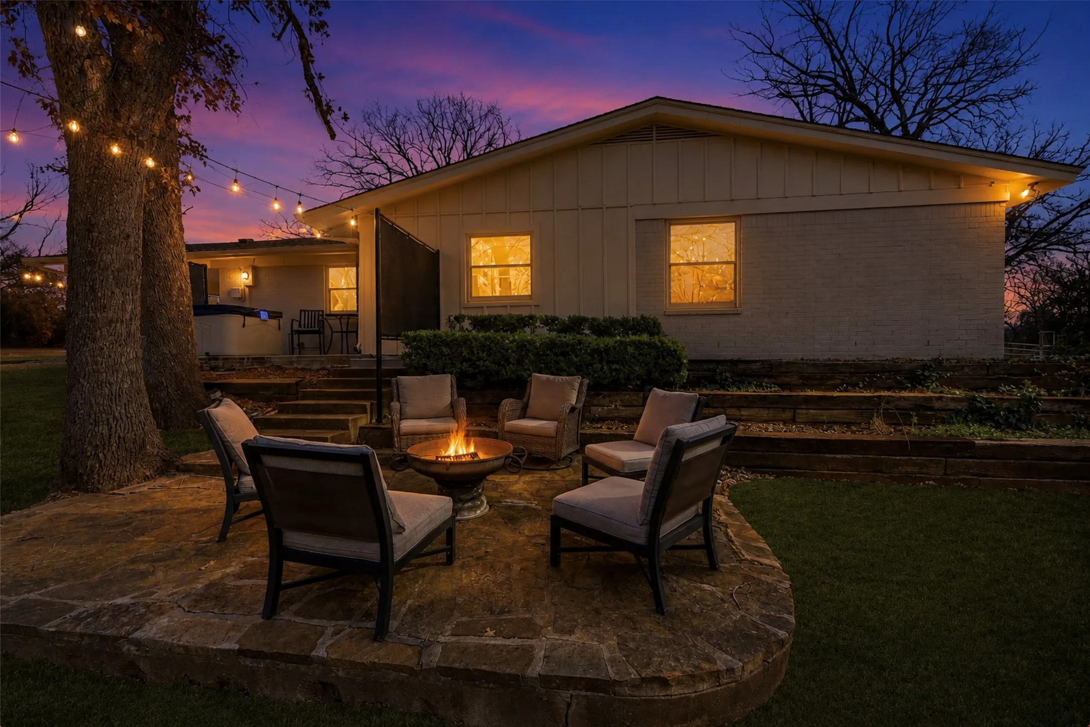 225 Karen Drive back yard area with fire pit