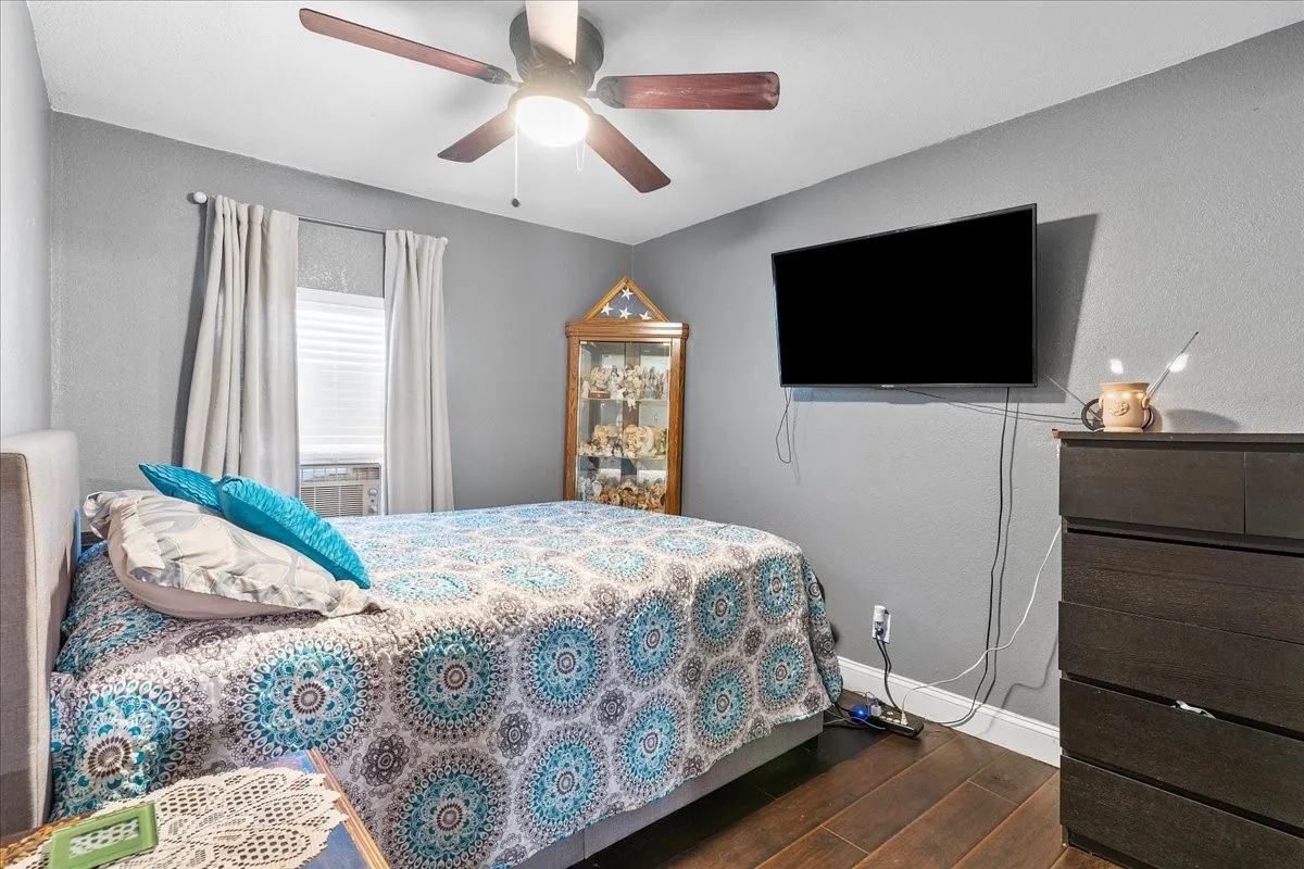 Wood-finish flooring throughout