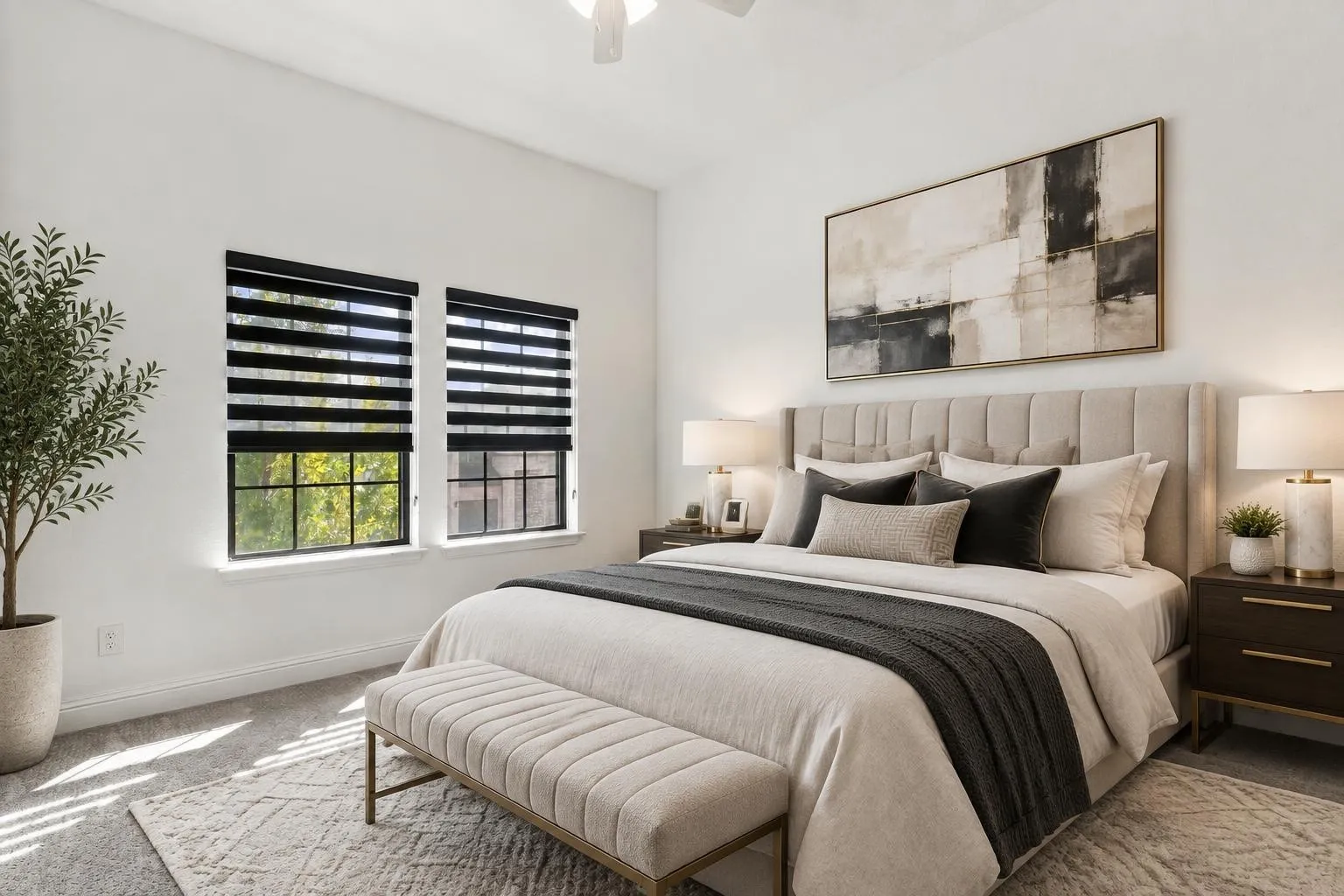 Upstairs bedroom. Virtually staged.