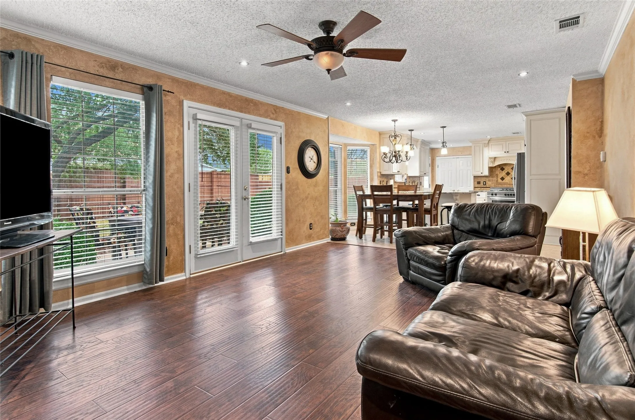 Large Family Room view 2 with new engineered wood floors
