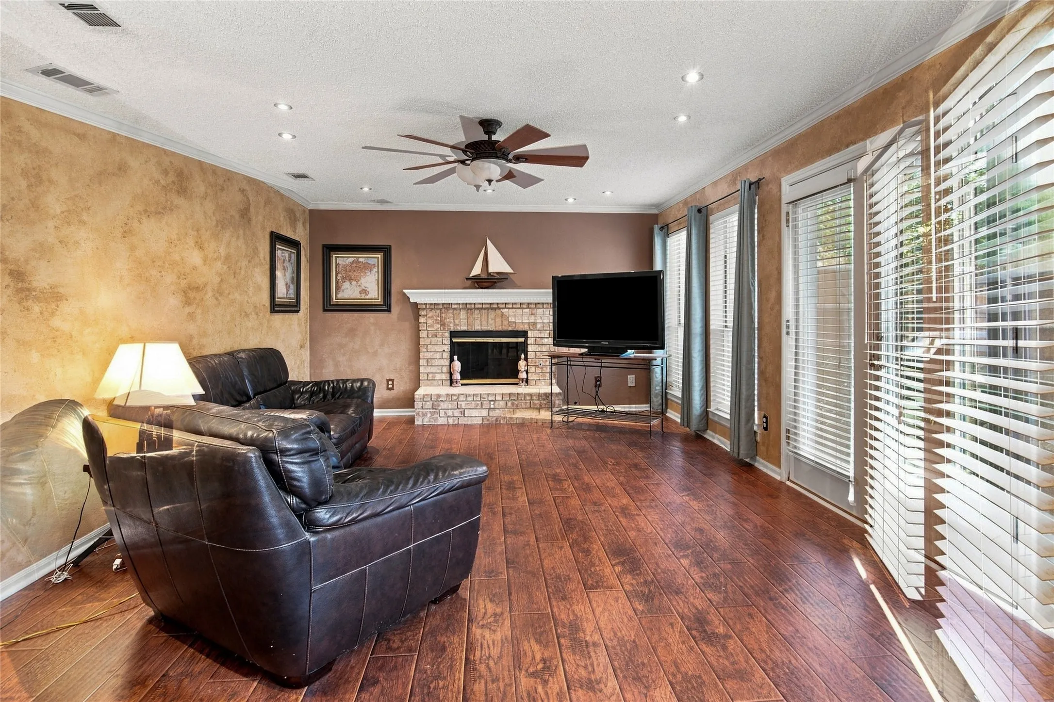 Large Family Room overlooking the patio and backyard
