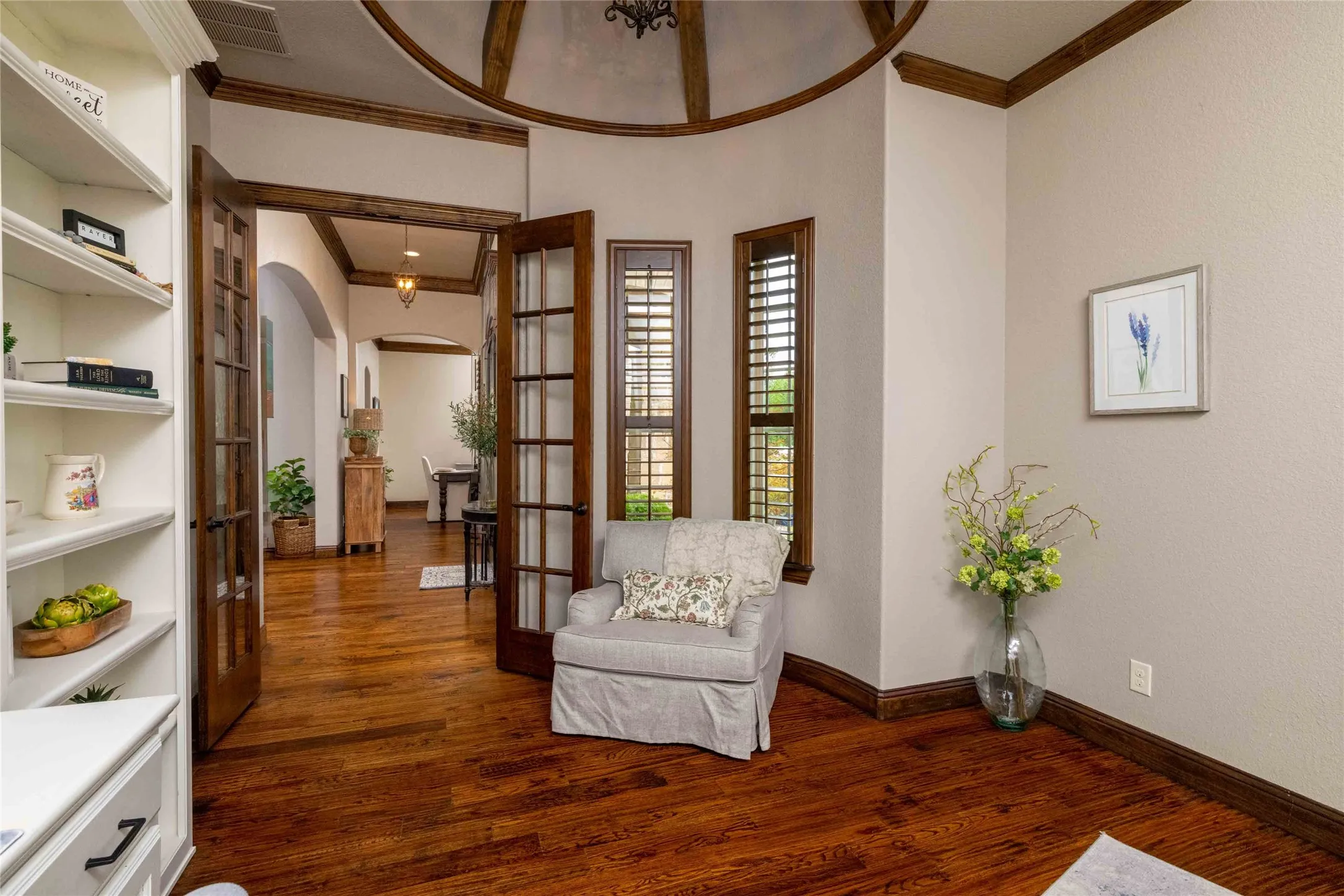 Private Office Space w French Doors, Built-in Desk & Shelves & Rotunda Ceiling...